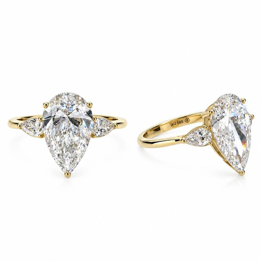 Ring - 14 kt. Yellow gold - 4.05ct. tw. Diamond (Lab-grown) - Diamond