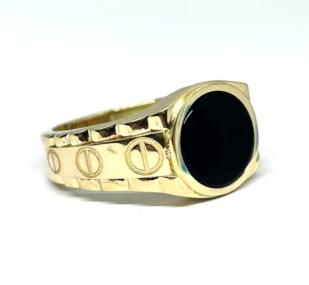Ring - 18 kt. Yellow gold - 1.60ct. tw. Onyx
