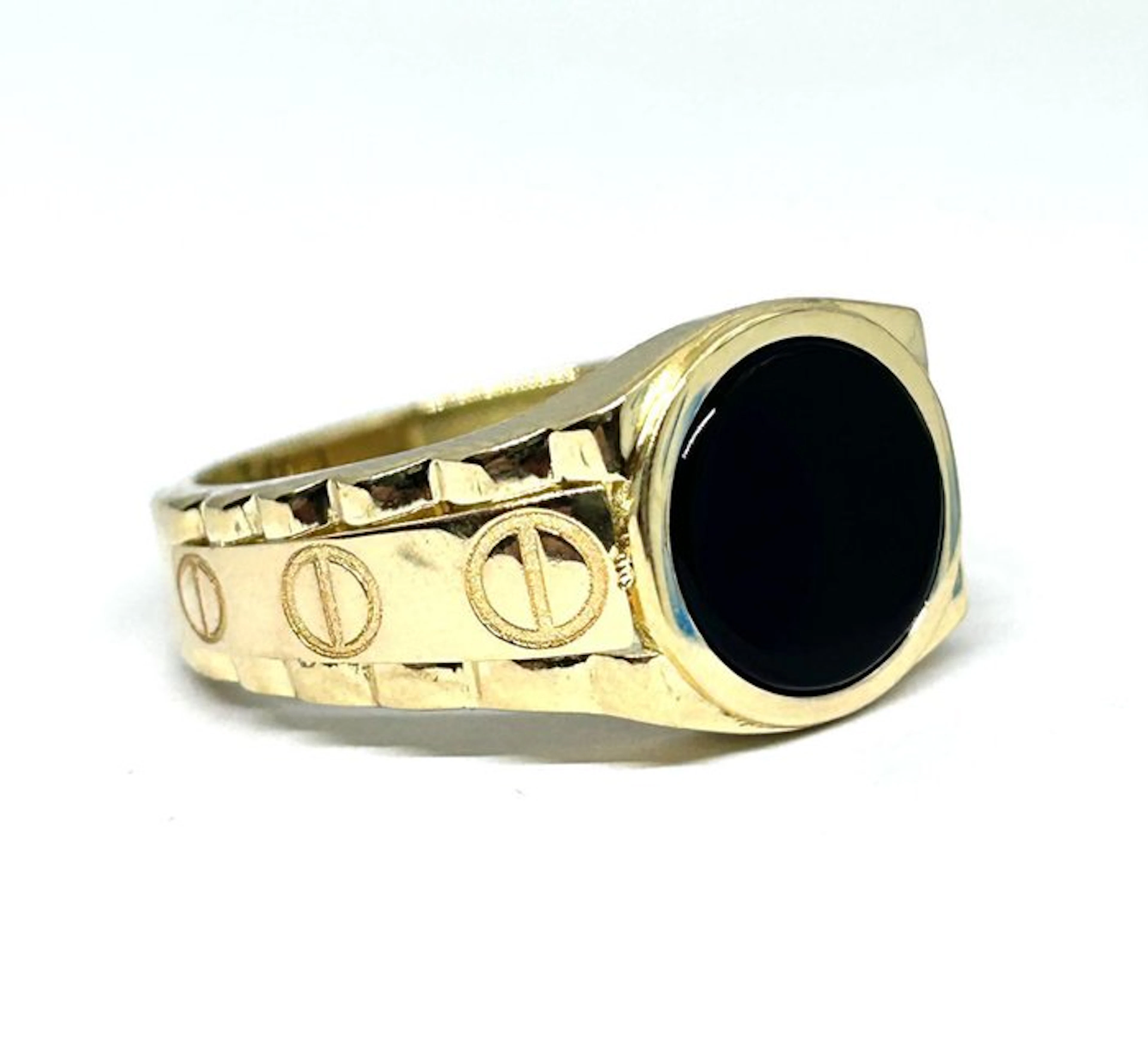 Ring - 18 kt. Yellow gold - 1.60ct. tw. Onyx