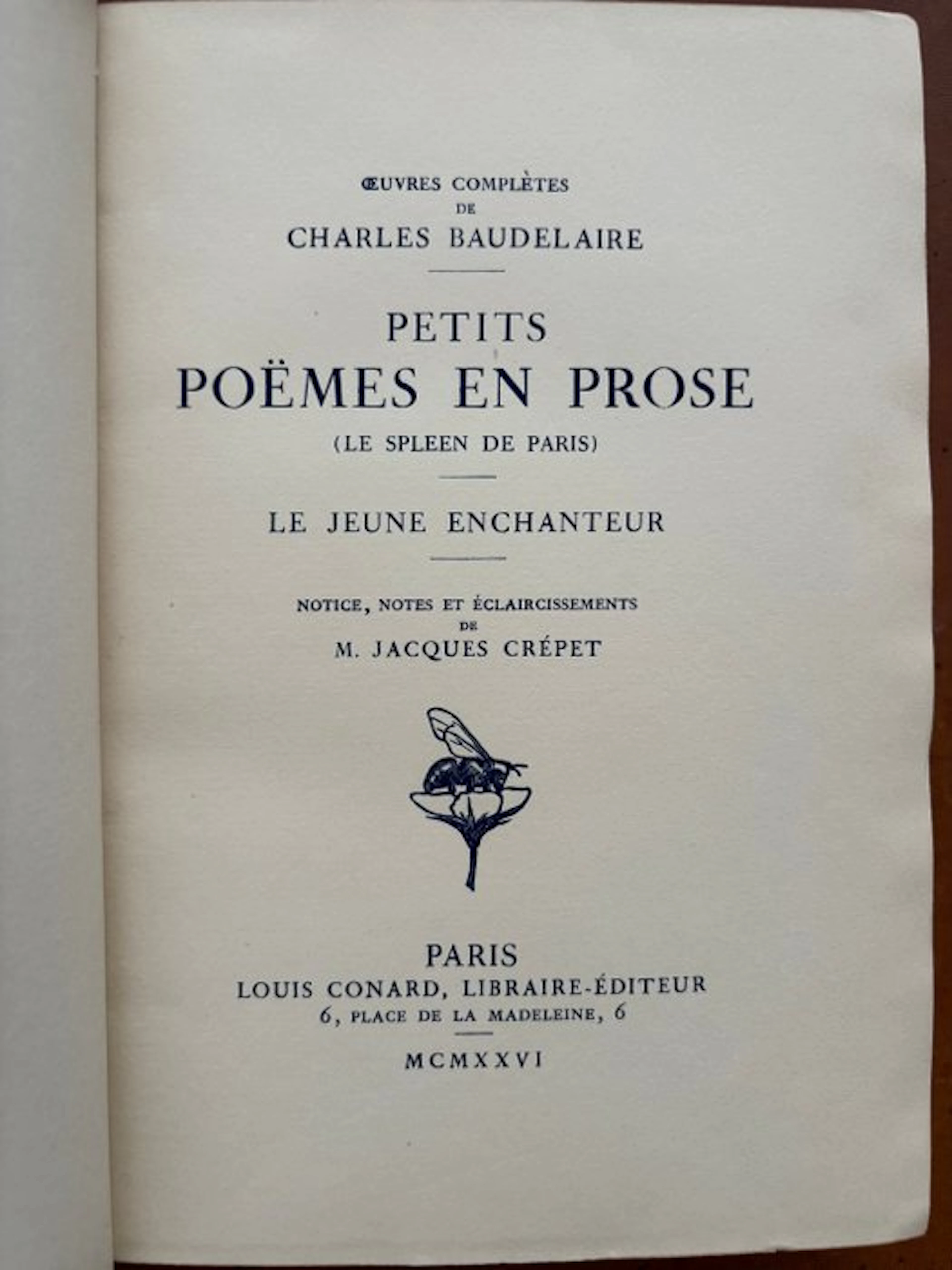 Baudelaire [reliure de Canape] - Petits poëmes en prose...