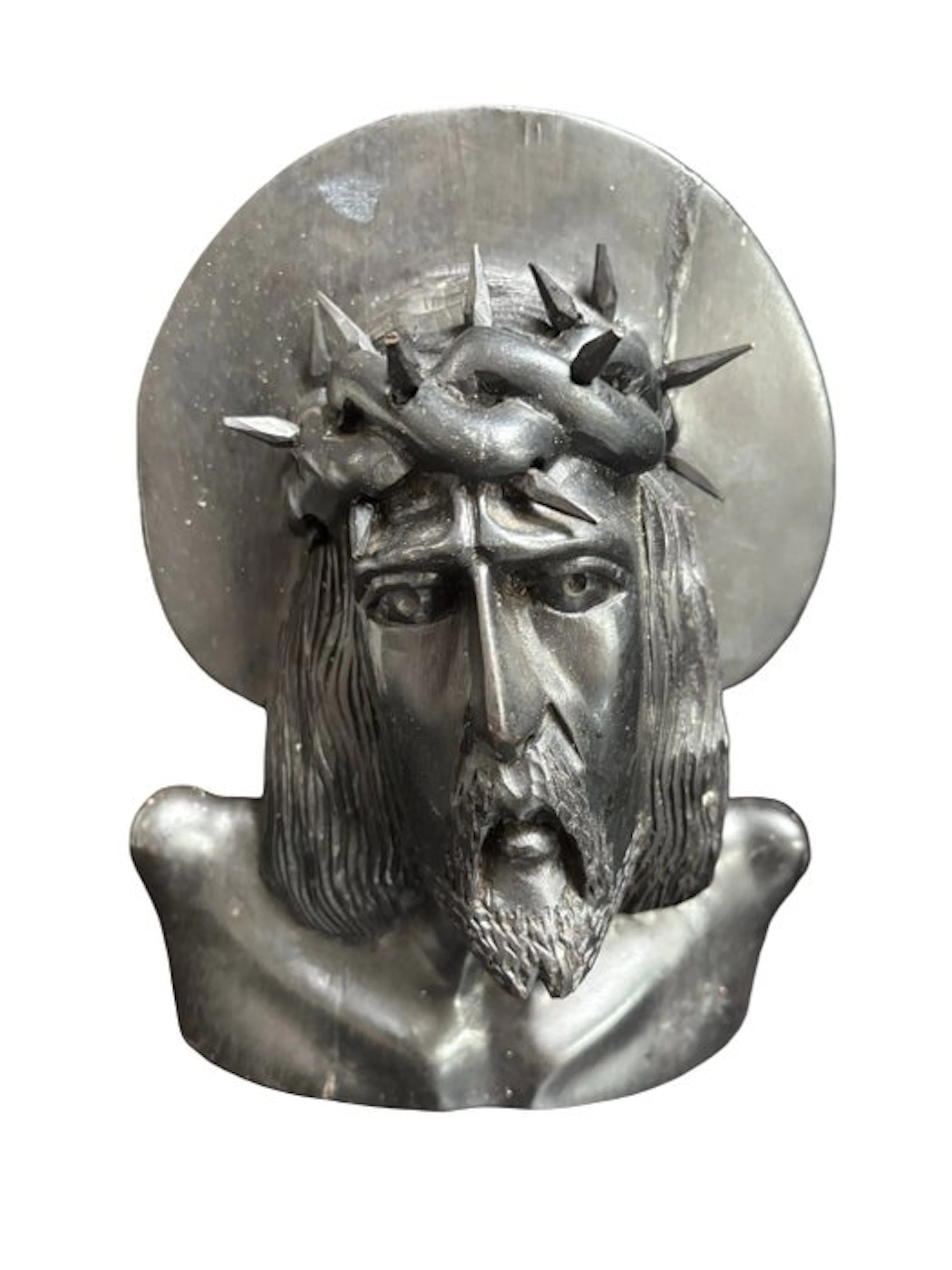Bust, Christ with Crown of Thorns - 8 cm - Ebony
