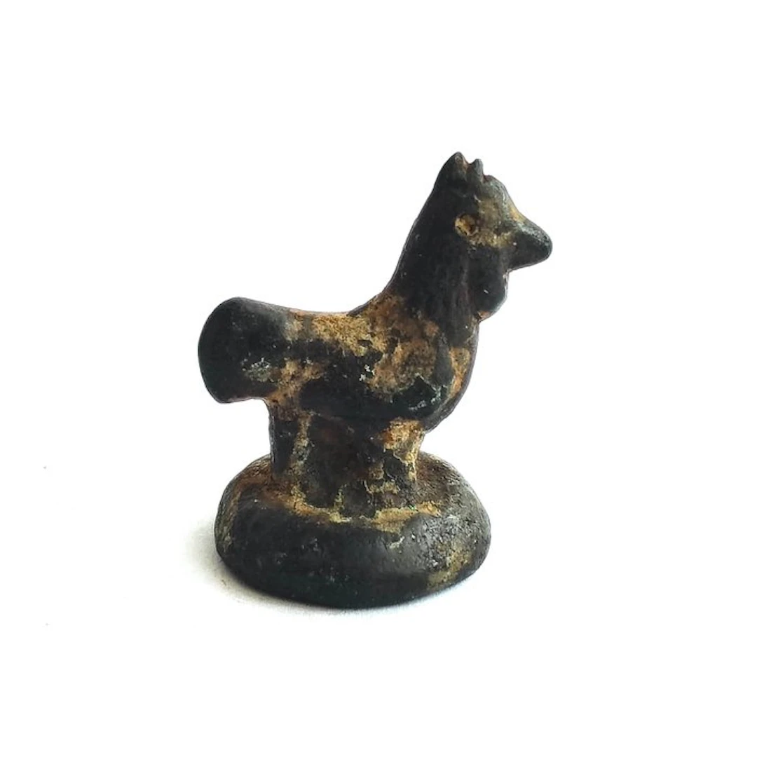 Ancient Indochinese Bronze Rooster Bird Shaped Opium Weight - 33 mm