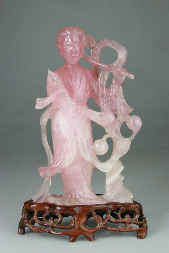 Kwanyin Sculpture Statuette - Chinese - Rosewood Base...