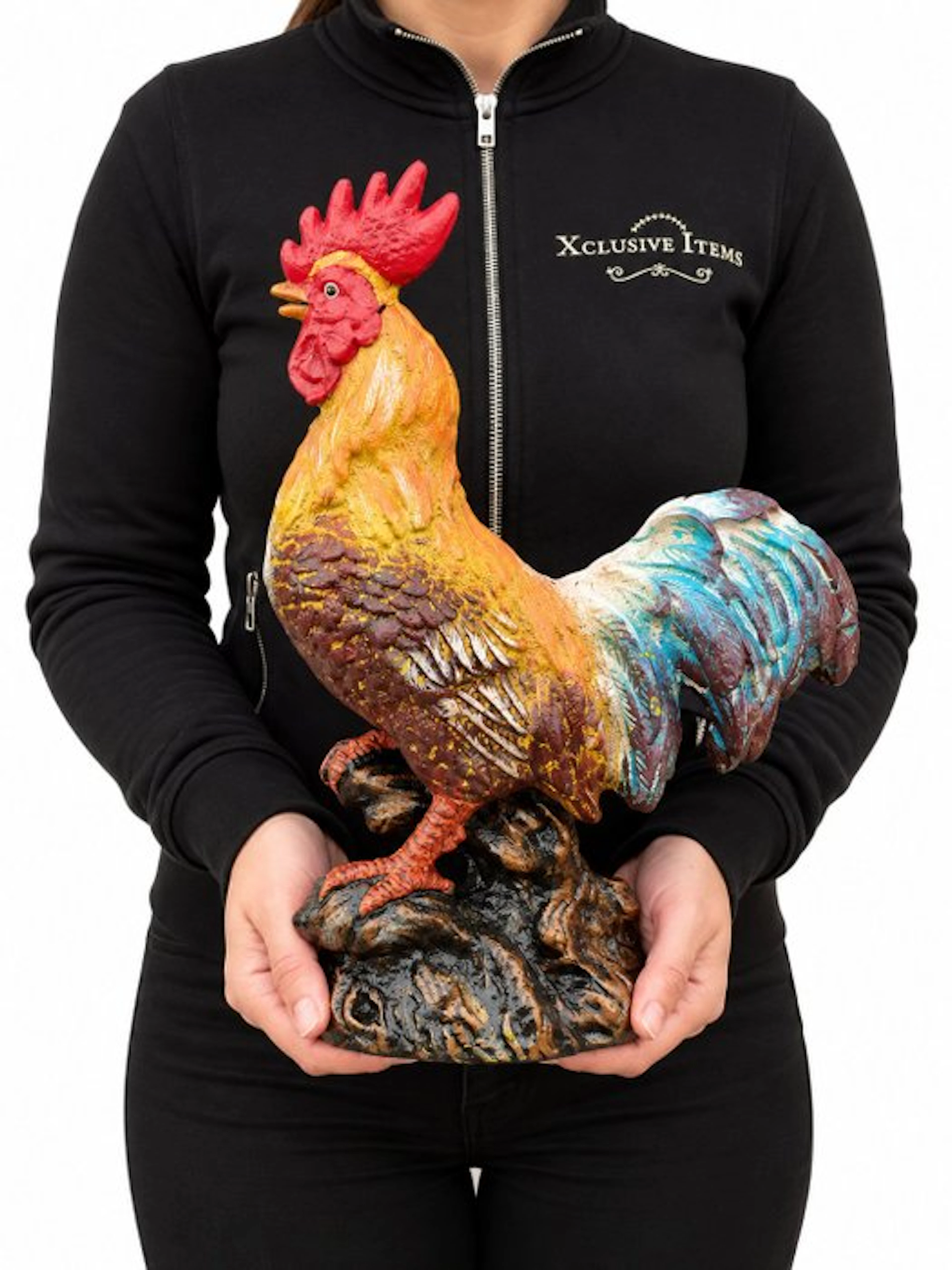 Statue, iron Rooster - Hand-painted - 28 cm - Iron - 2026
