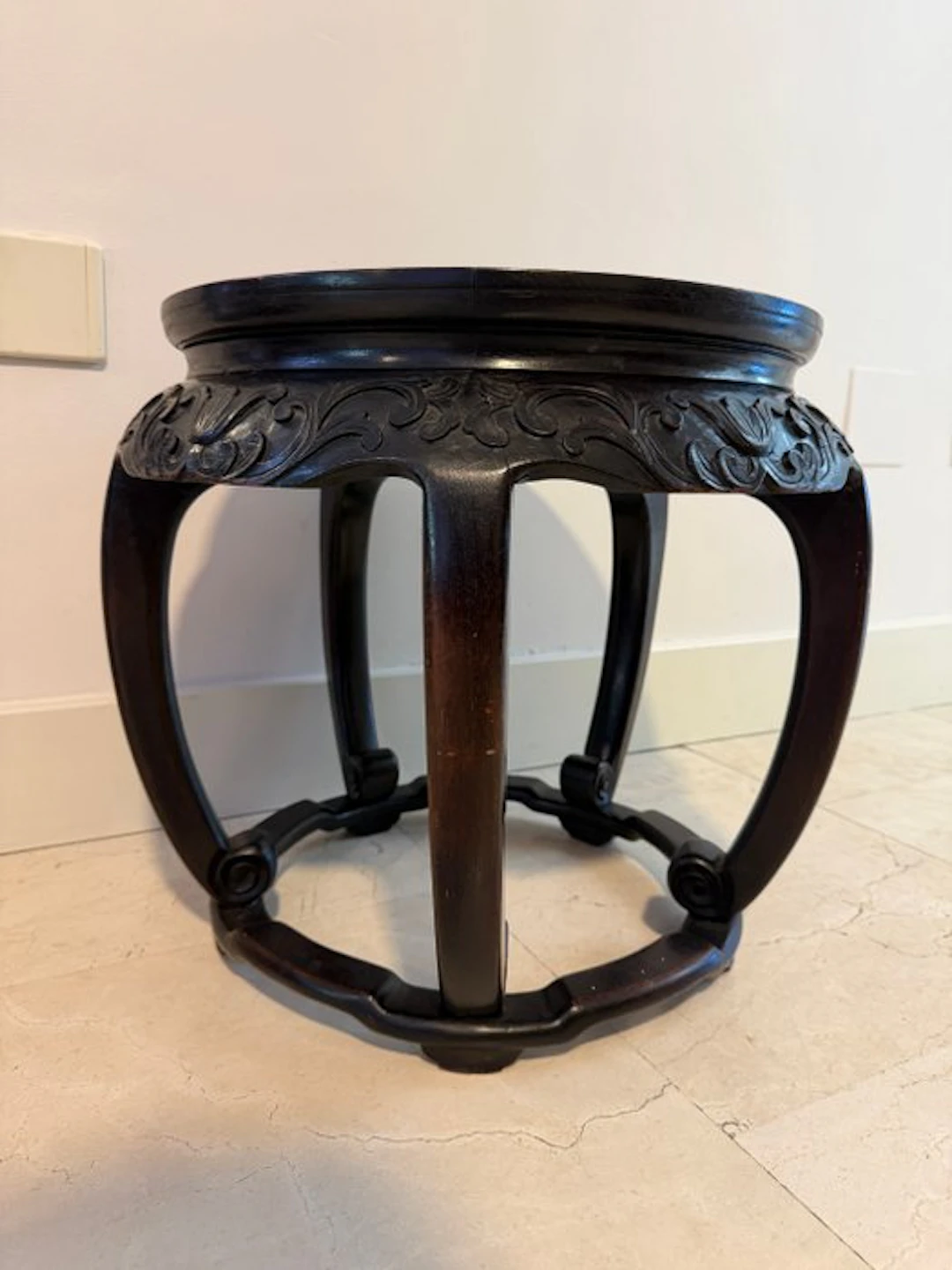 19th–20th Century Chinese Carved Hardwood Stool or Incense Stand