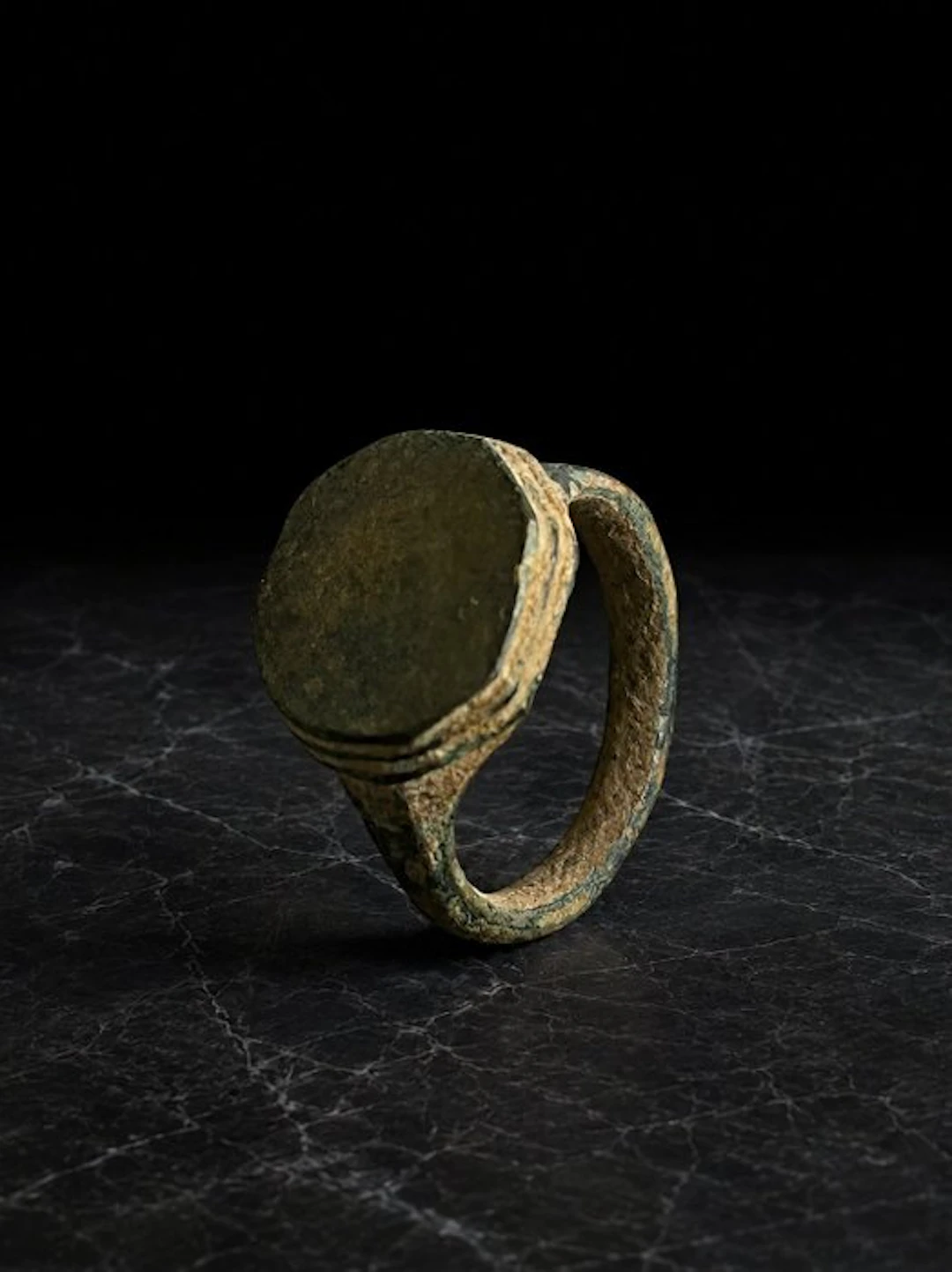 Byzantine Bronze Ring with Large Polygonal Bezel 7th to...