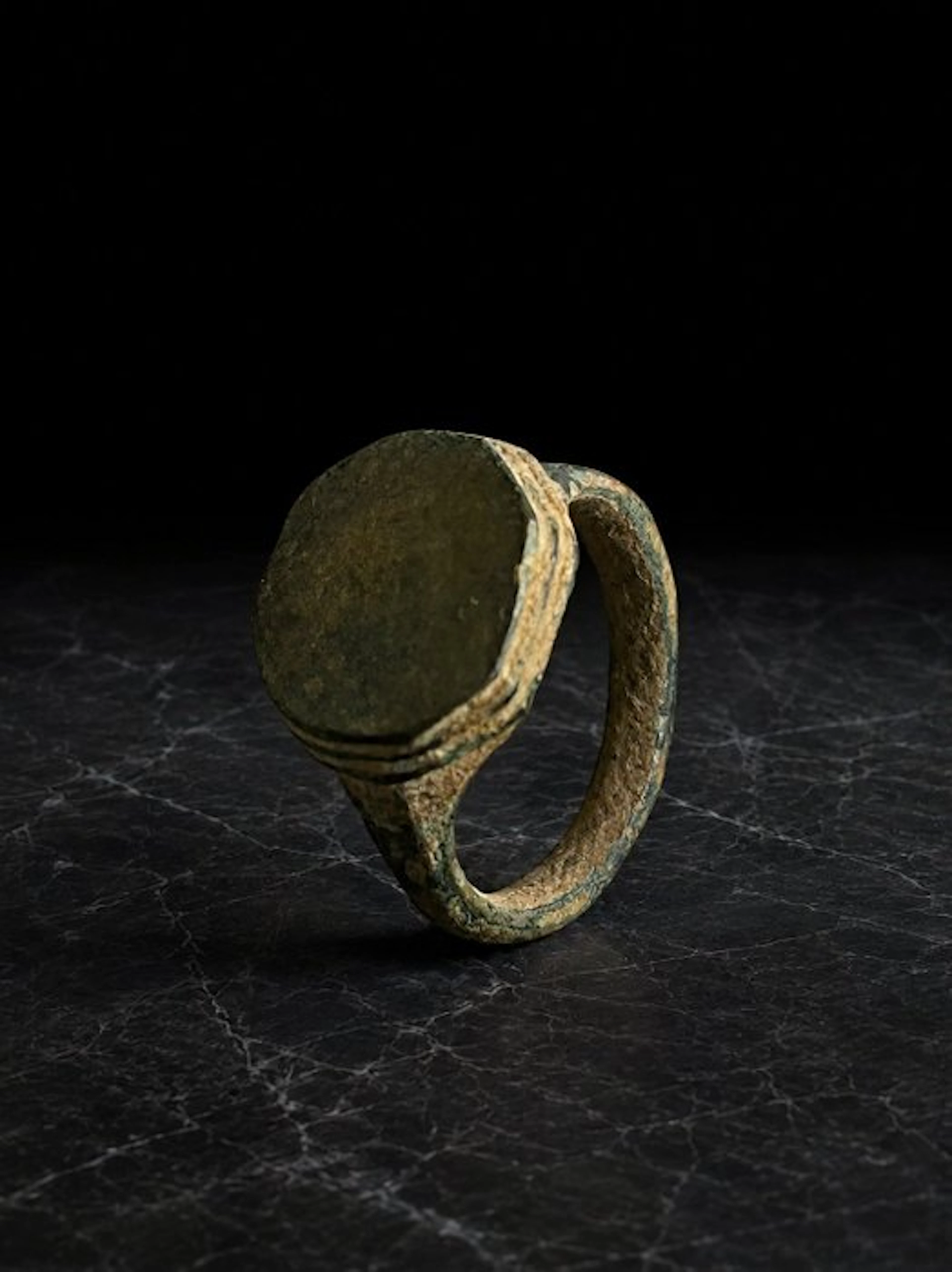 Byzantine Bronze Ring with Large Polygonal Bezel 7th to...