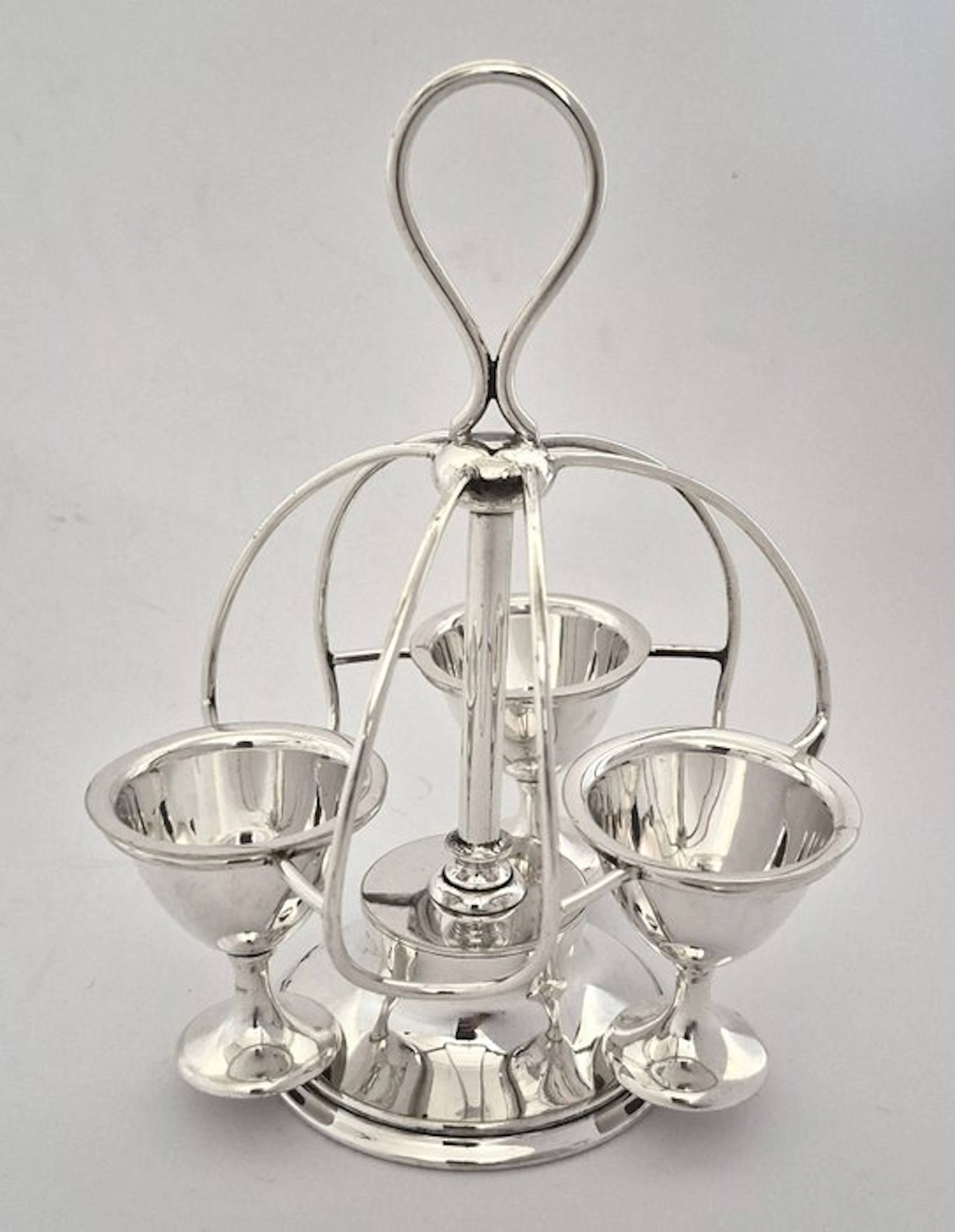 Egg holder set - eierstel voor 3 personen, ca. 1915 - Silverplated