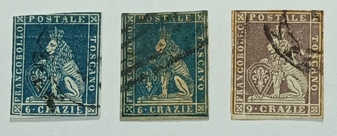 Italian Ancient States - Tuscany - Toscano Lotto 3 values - Sassone 7d-15-8c