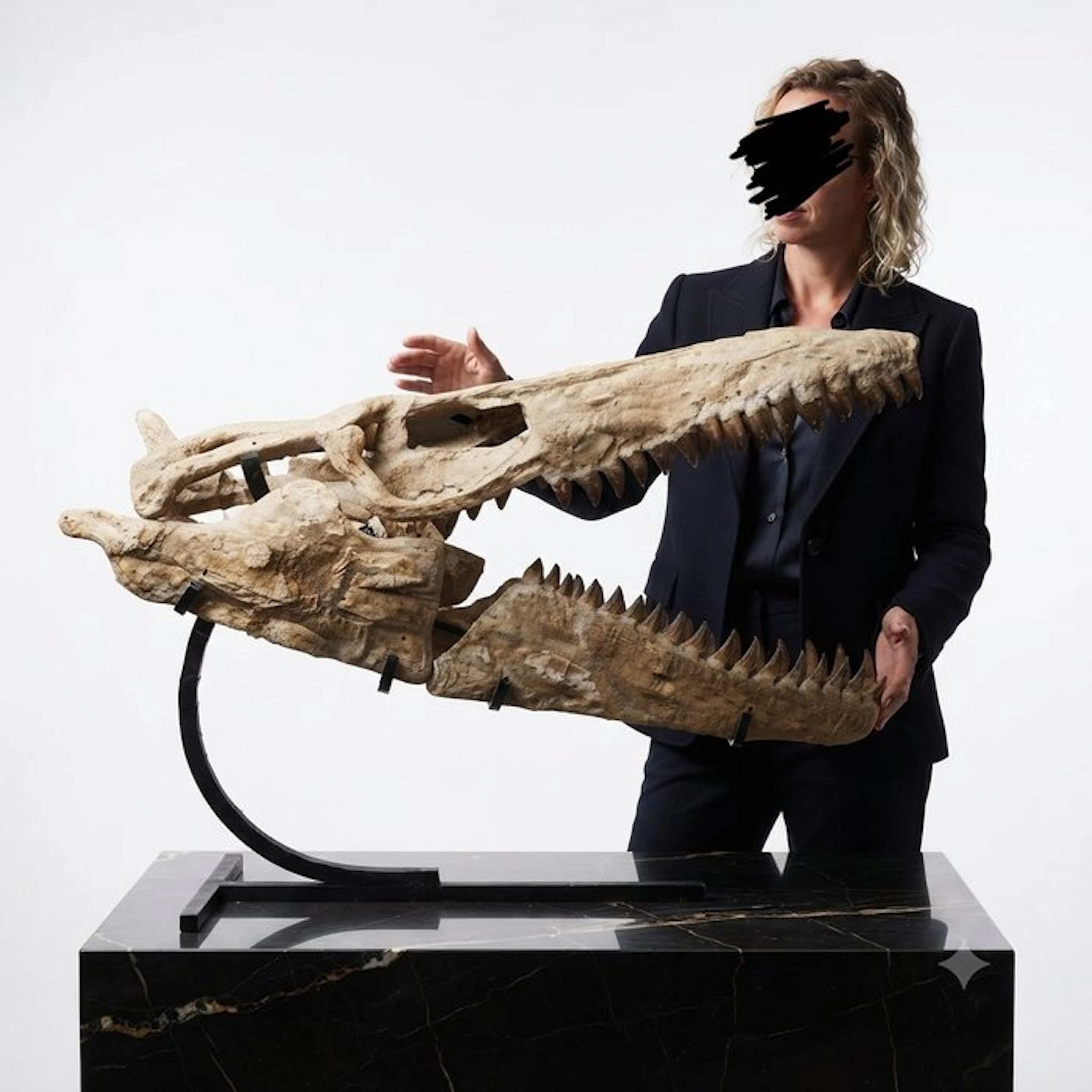 Marine reptile - Fossil skull - Mosasaurus sp. - 62 cm - 85 cm