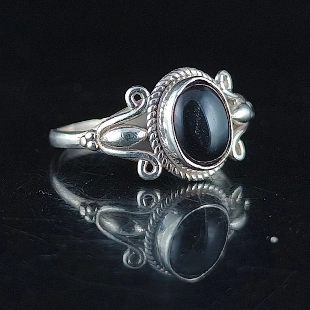 Silver - Ring - Obsidian