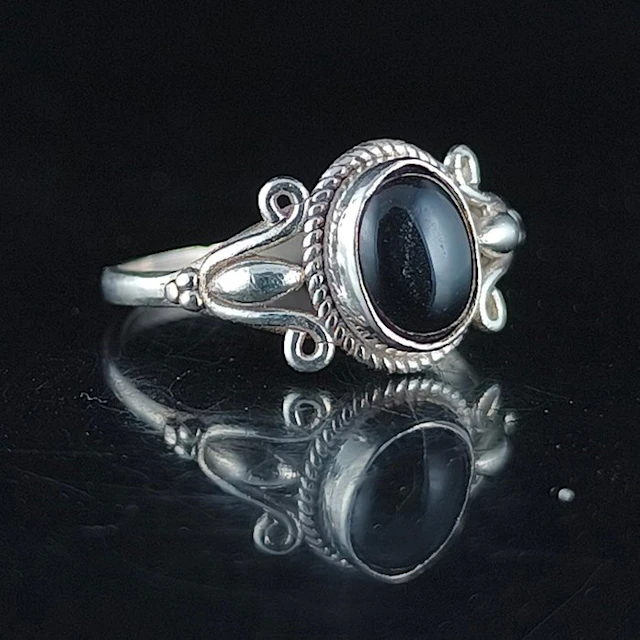 Silver - Ring - Obsidian
