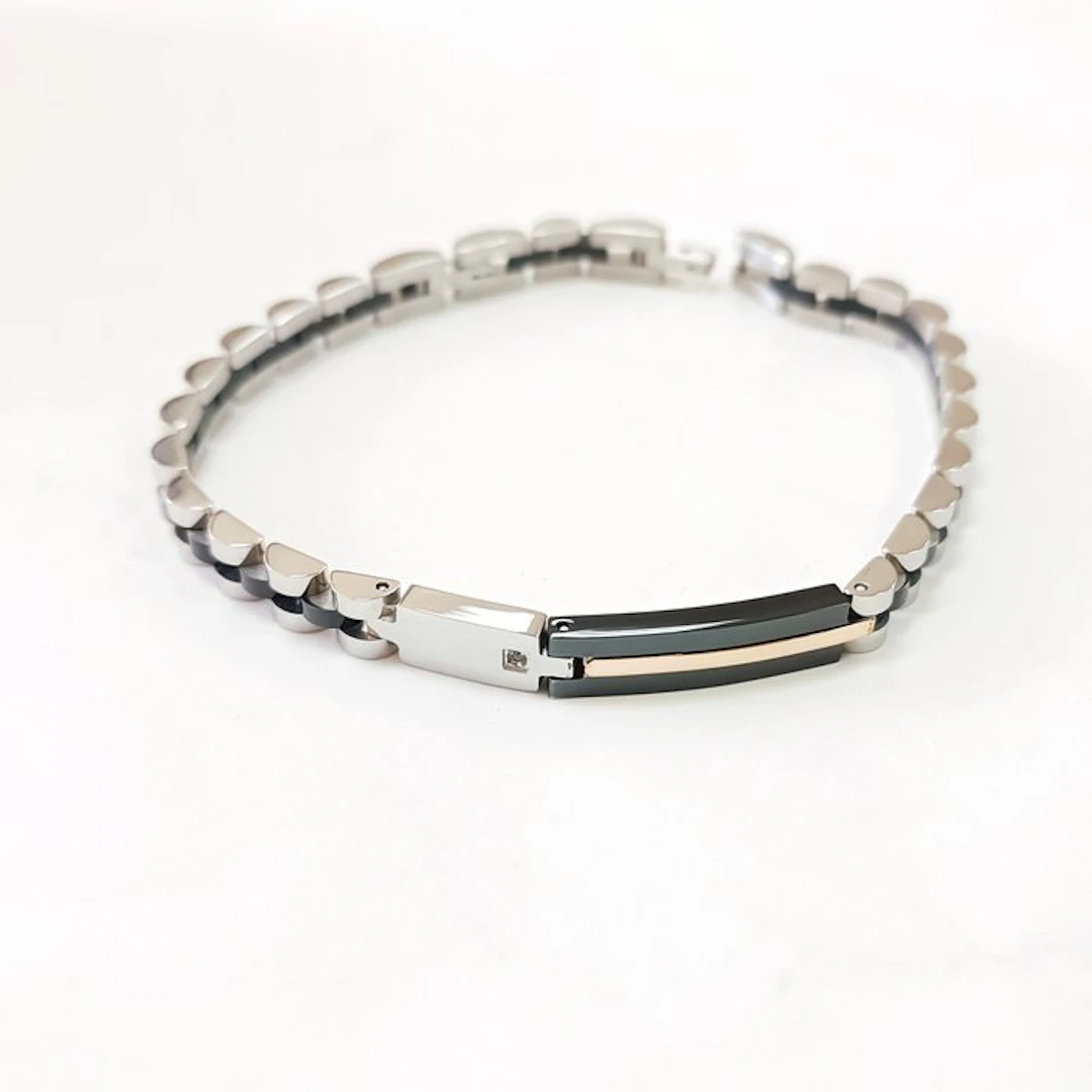 18 kt. - Base bracelet in surgical steel, Rose gold - Bracelet - Steel and Gold