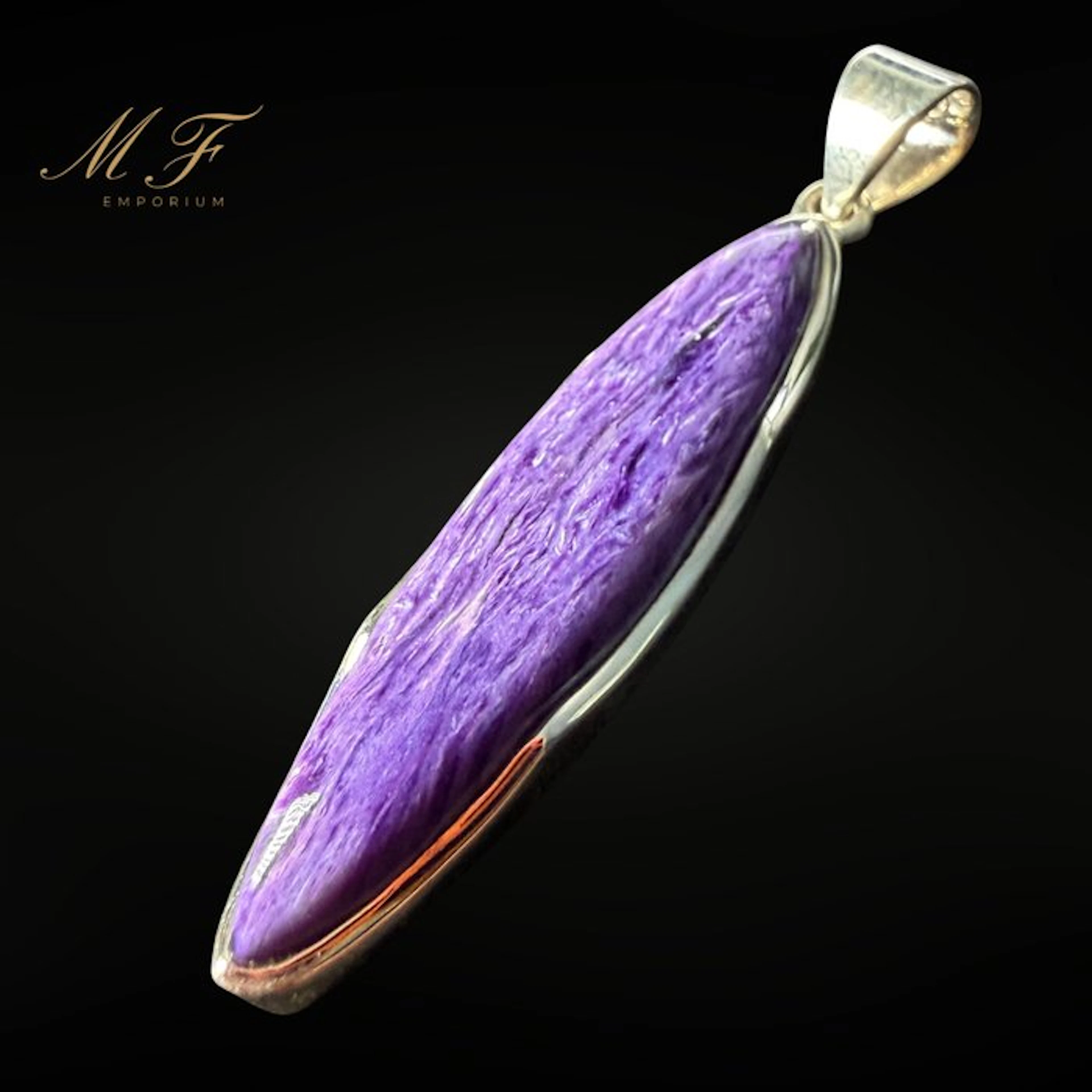 Exceptional pendant - Charoite and 925 Silver - Siberia's...