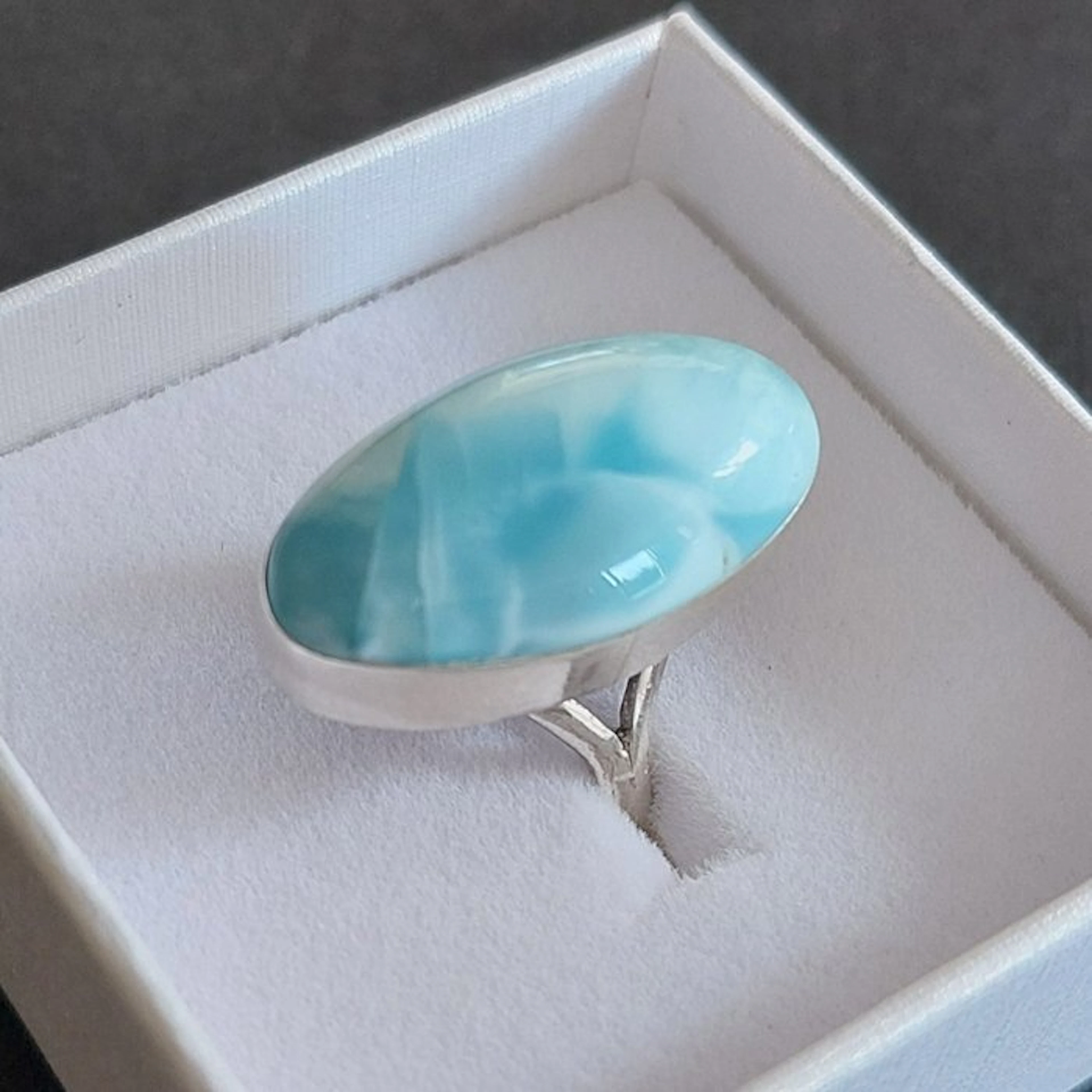 High-quality Larimar on solid 925 sterling silver