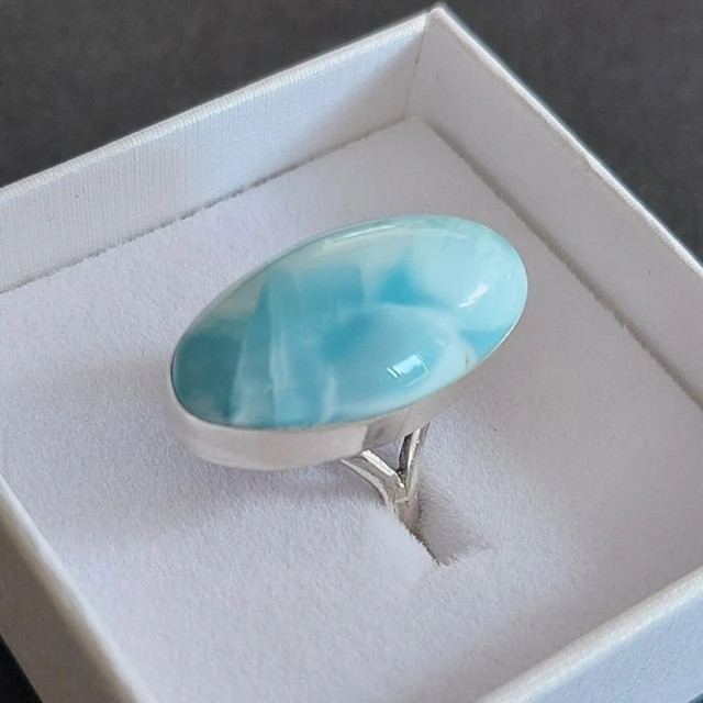 High-quality Larimar on solid 925 sterling silver