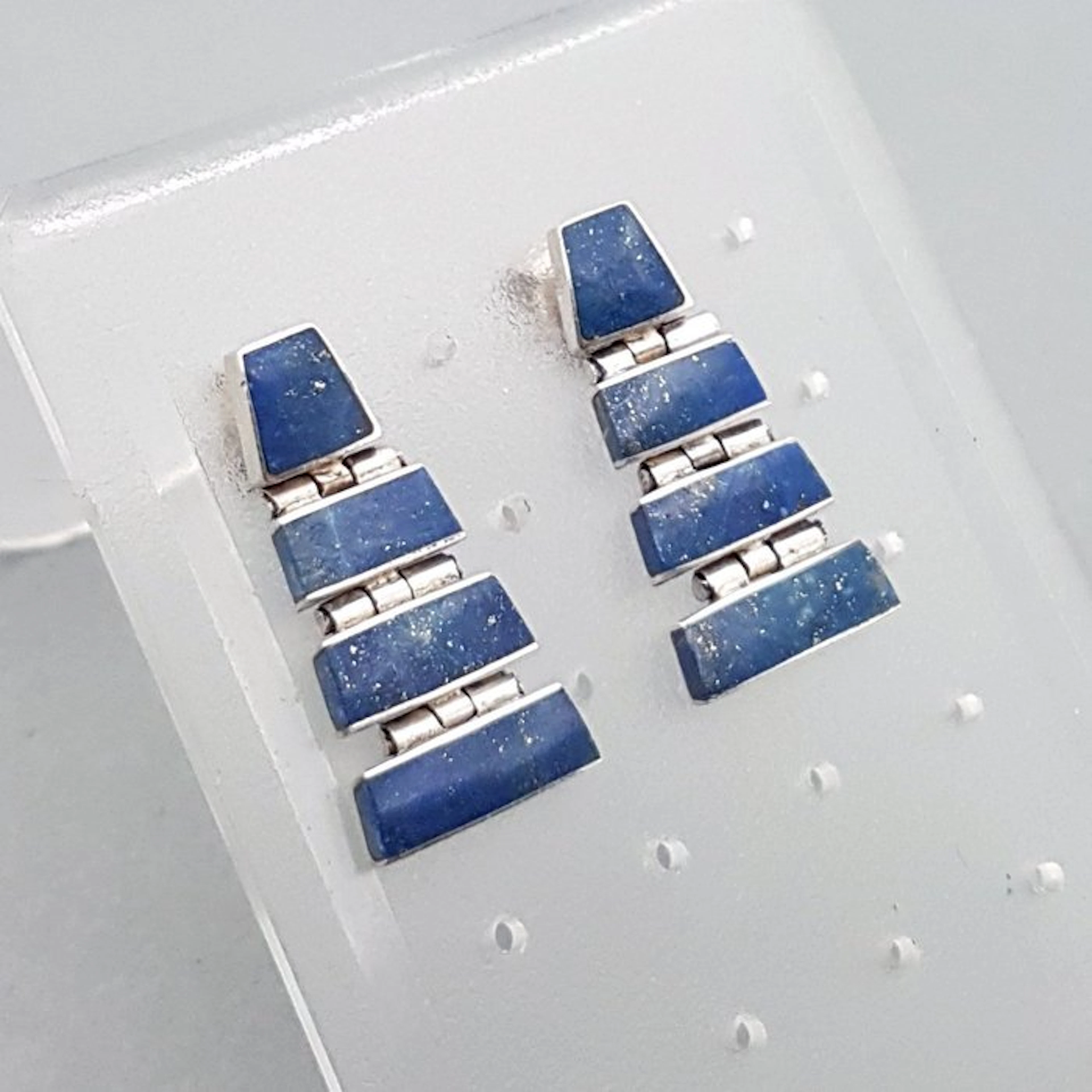 Silver, Art Deco, Lapis Lazuli - Earrings