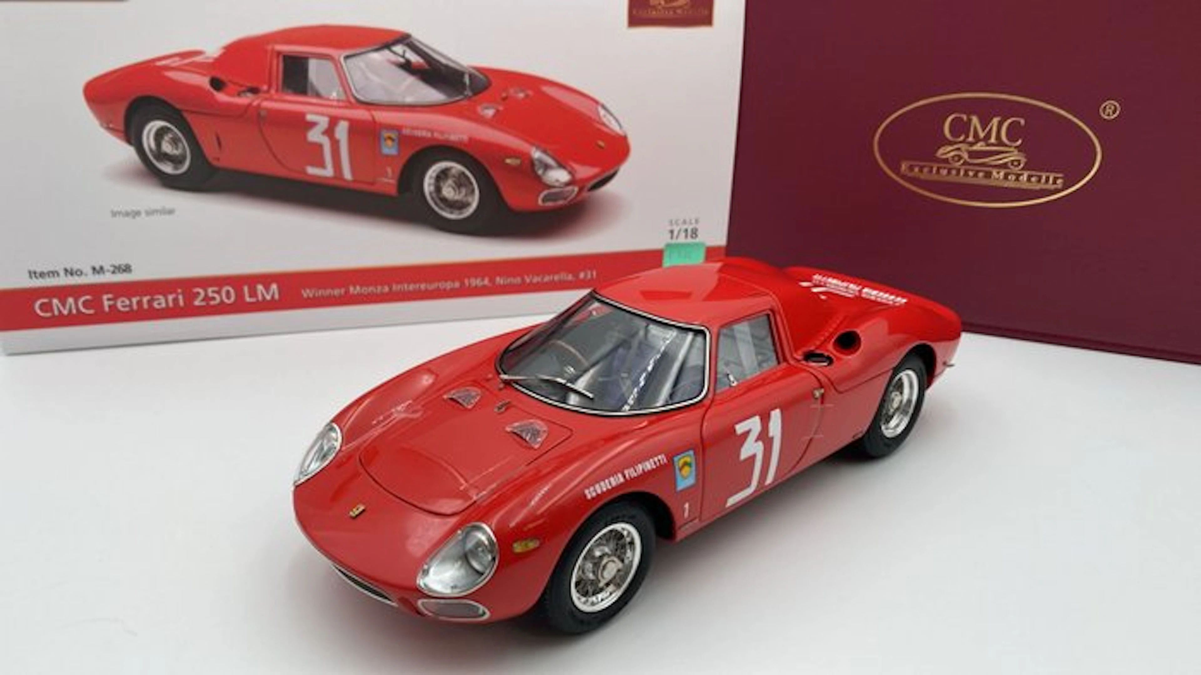 CMC 1:18 - Model car - Ferrari 250 LM winner Monza Intereuropa 1964