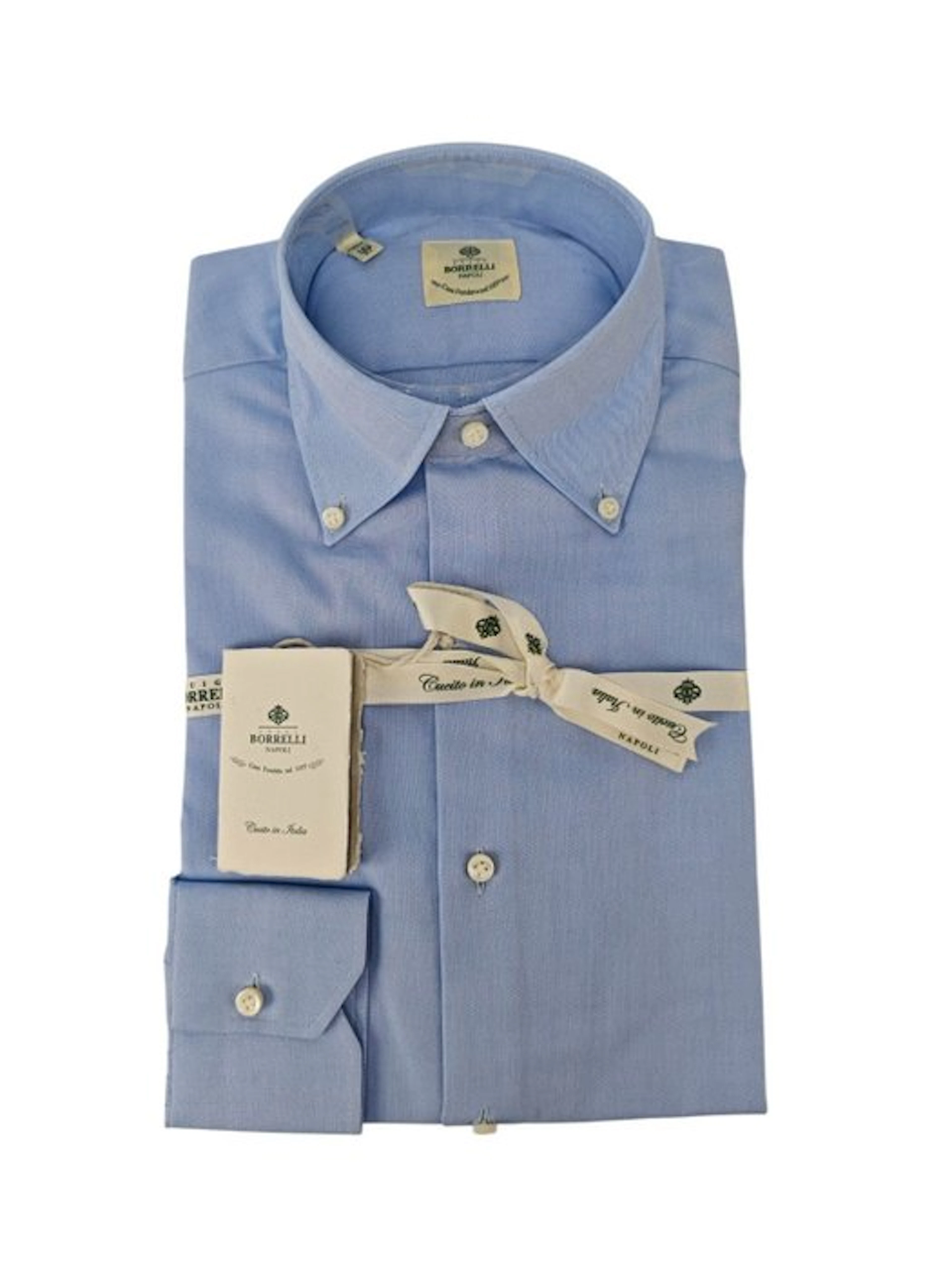 LUIGI BORRELLI NAPOLI - Size 14.5 - 37 (S) Shirt Blue...