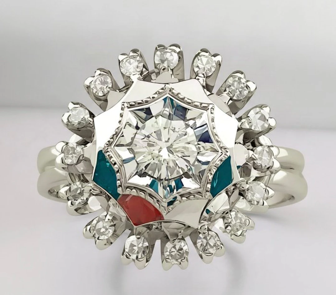 Ring - 18 kt. White gold Diamond (Natural) - Diamond