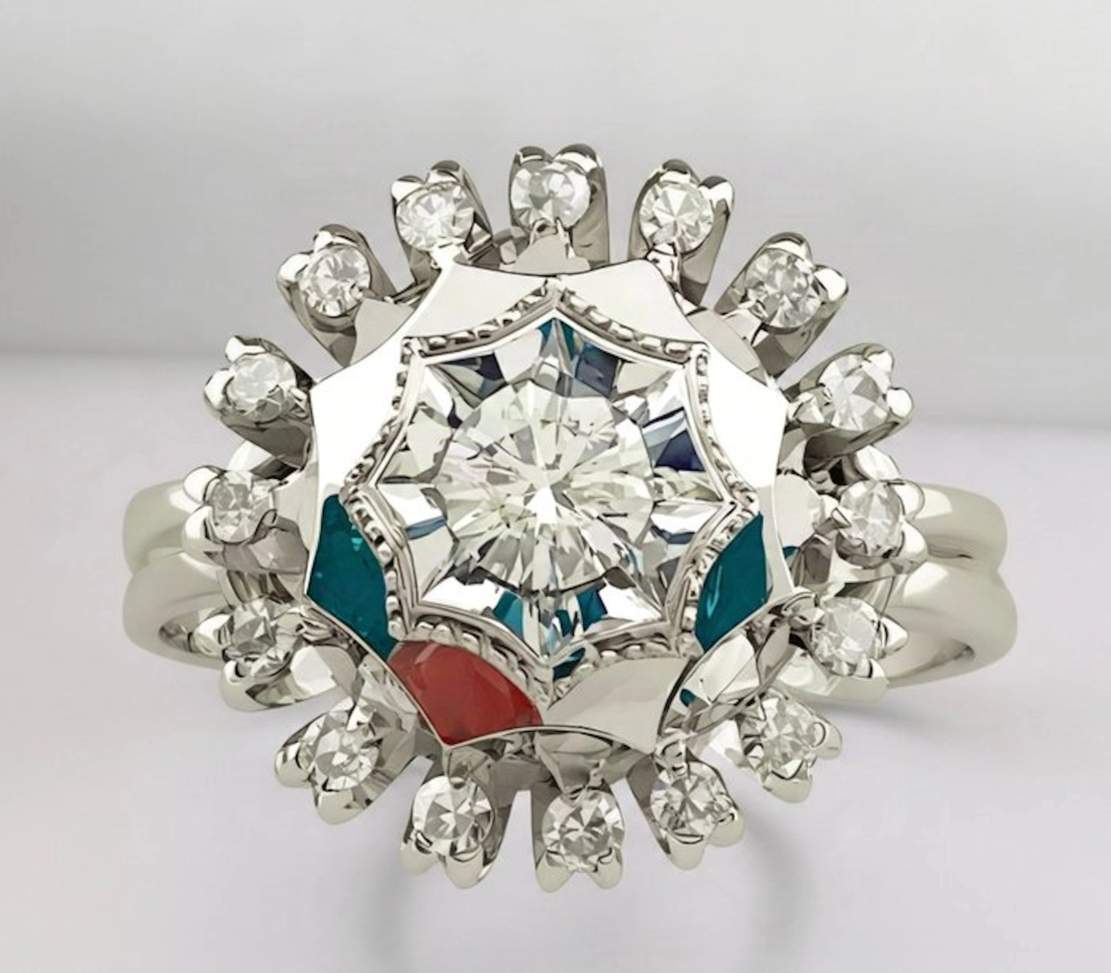Ring - 18 kt. White gold Diamond (Natural) - Diamond