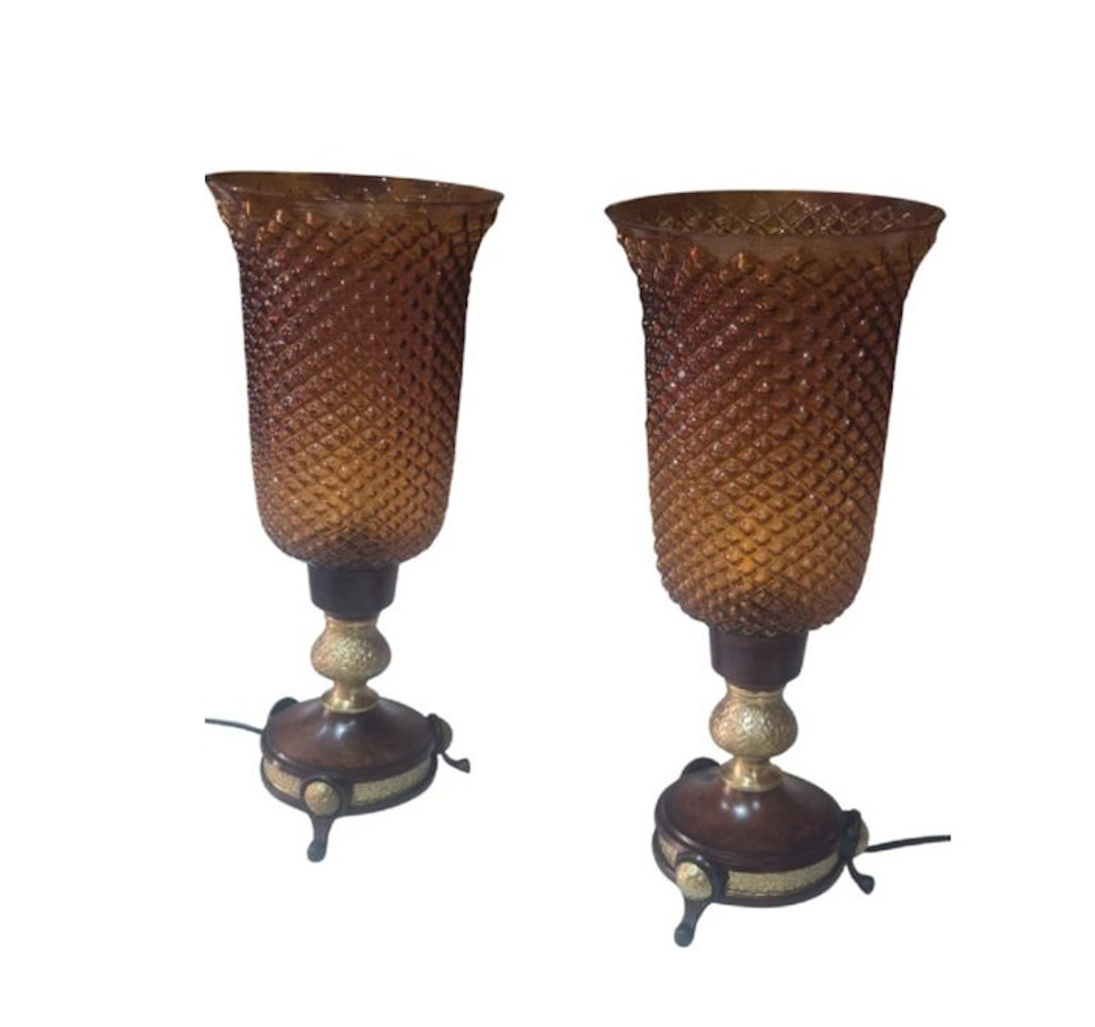 Pair of Large European Candlesticks - Candlestick (2) - Amber, Bronze