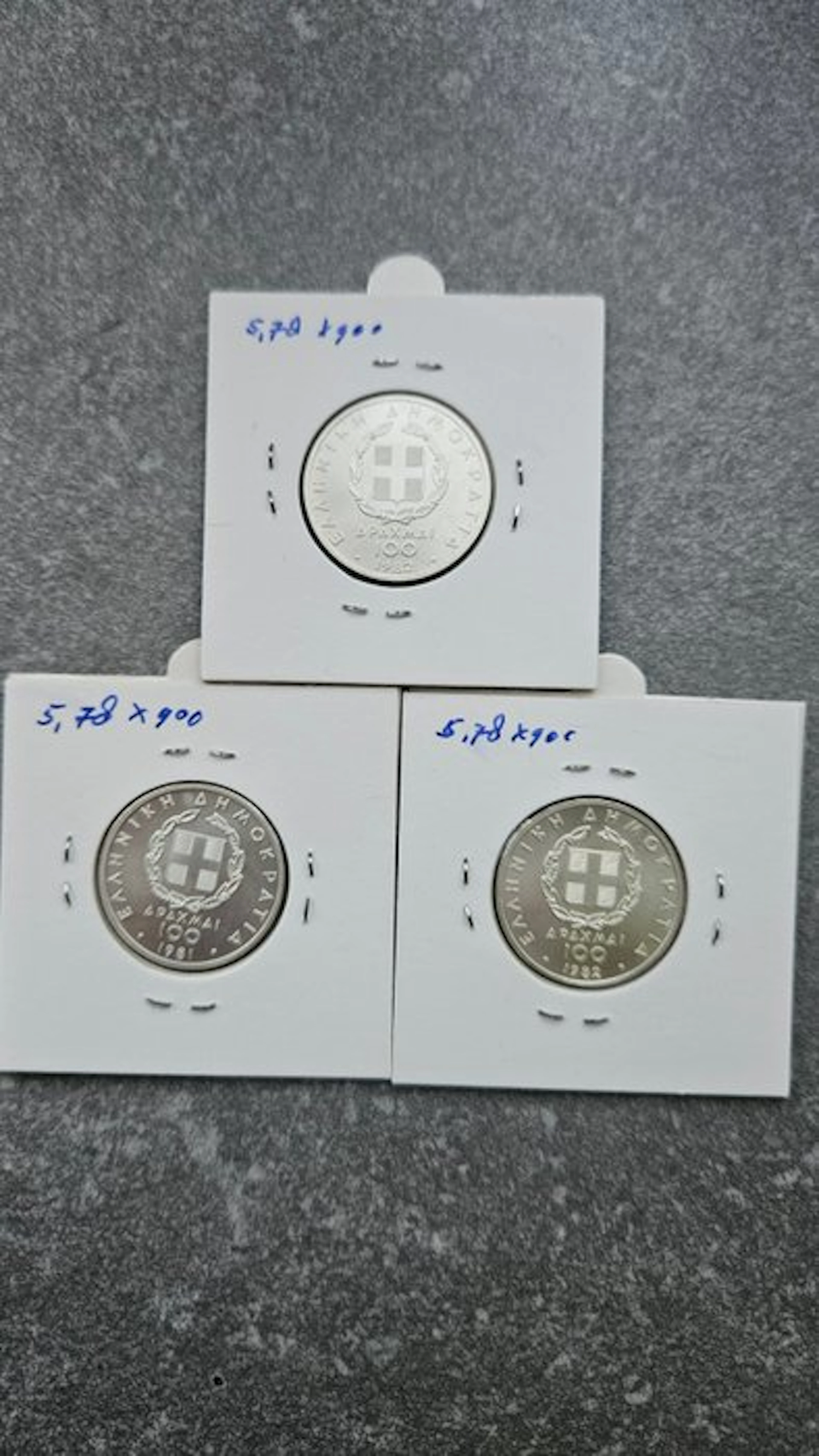 Greece. 100 Drachmi 1992/1981, 3 Munten (No reserve price)