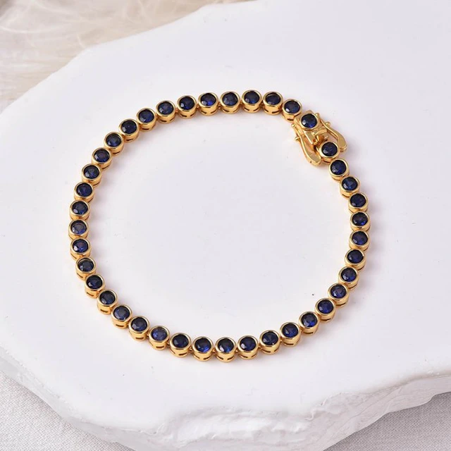 No reserve price - Bracelet Silver - Sapphire - Certified