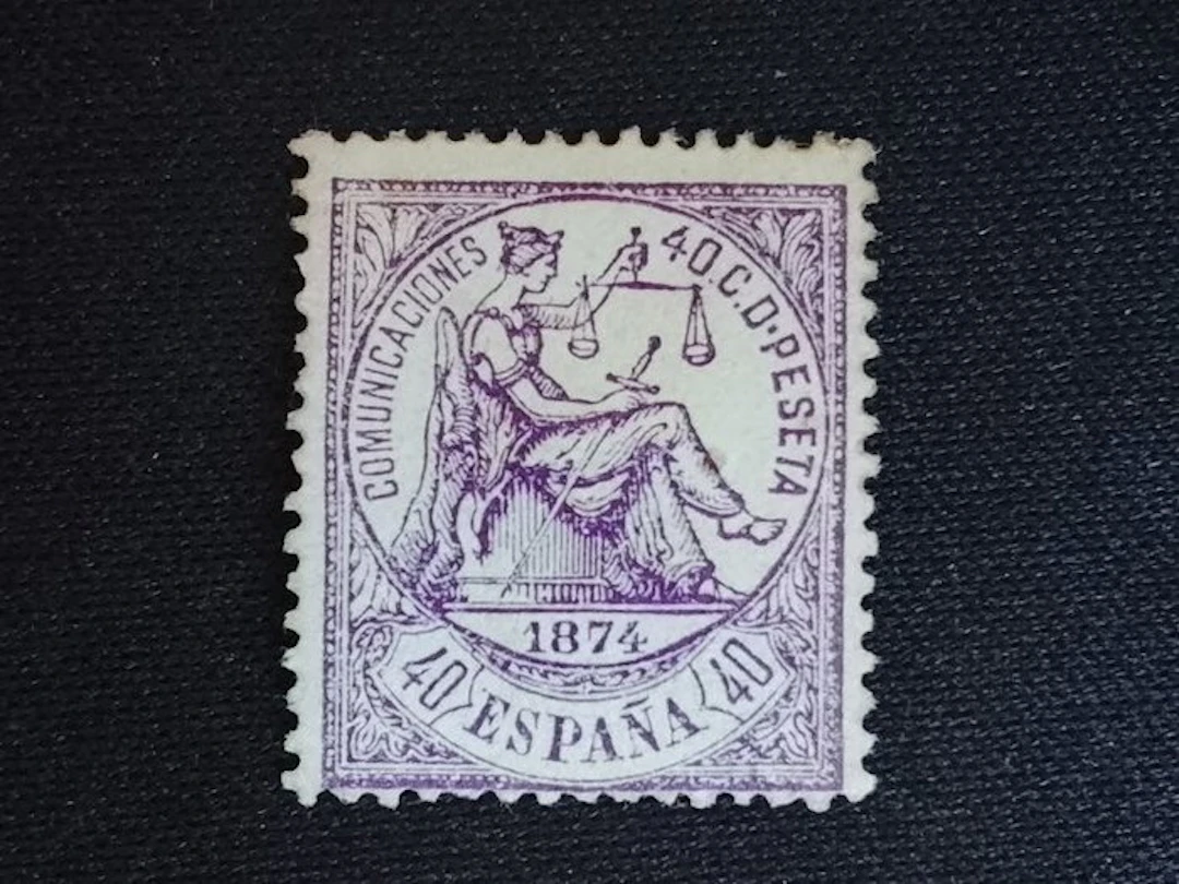 Spain 1874 - 40c violet - side; €500 new with hinge - Timbre du Monde n°146