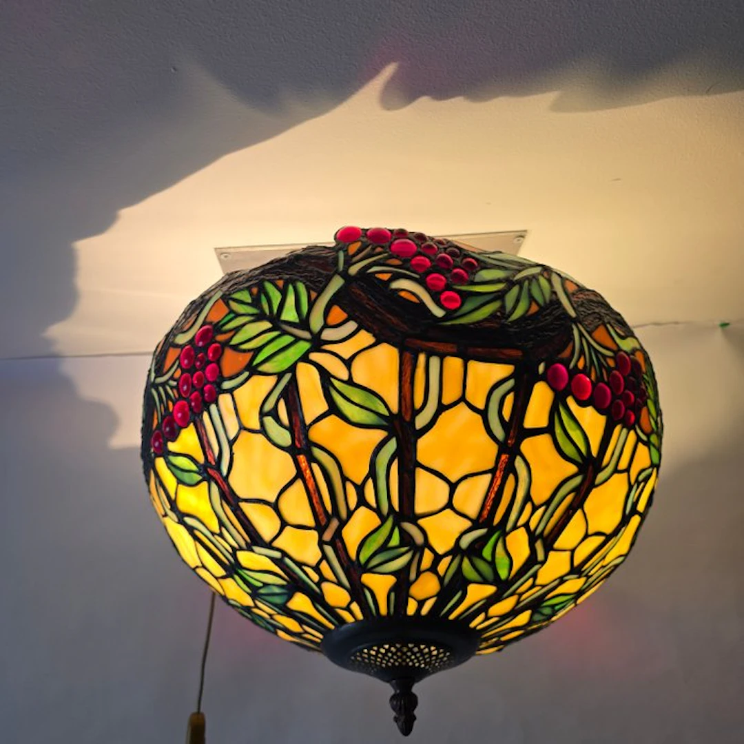 Tiffany stijl plafonnière / plafondlamp - Hanging lamp - Stained glass