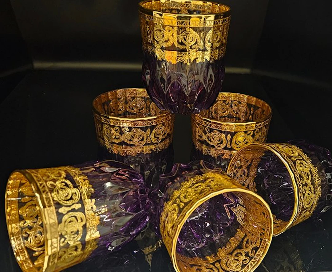 ISMIE LUX - Drinking service (6) - superior purple jewels...