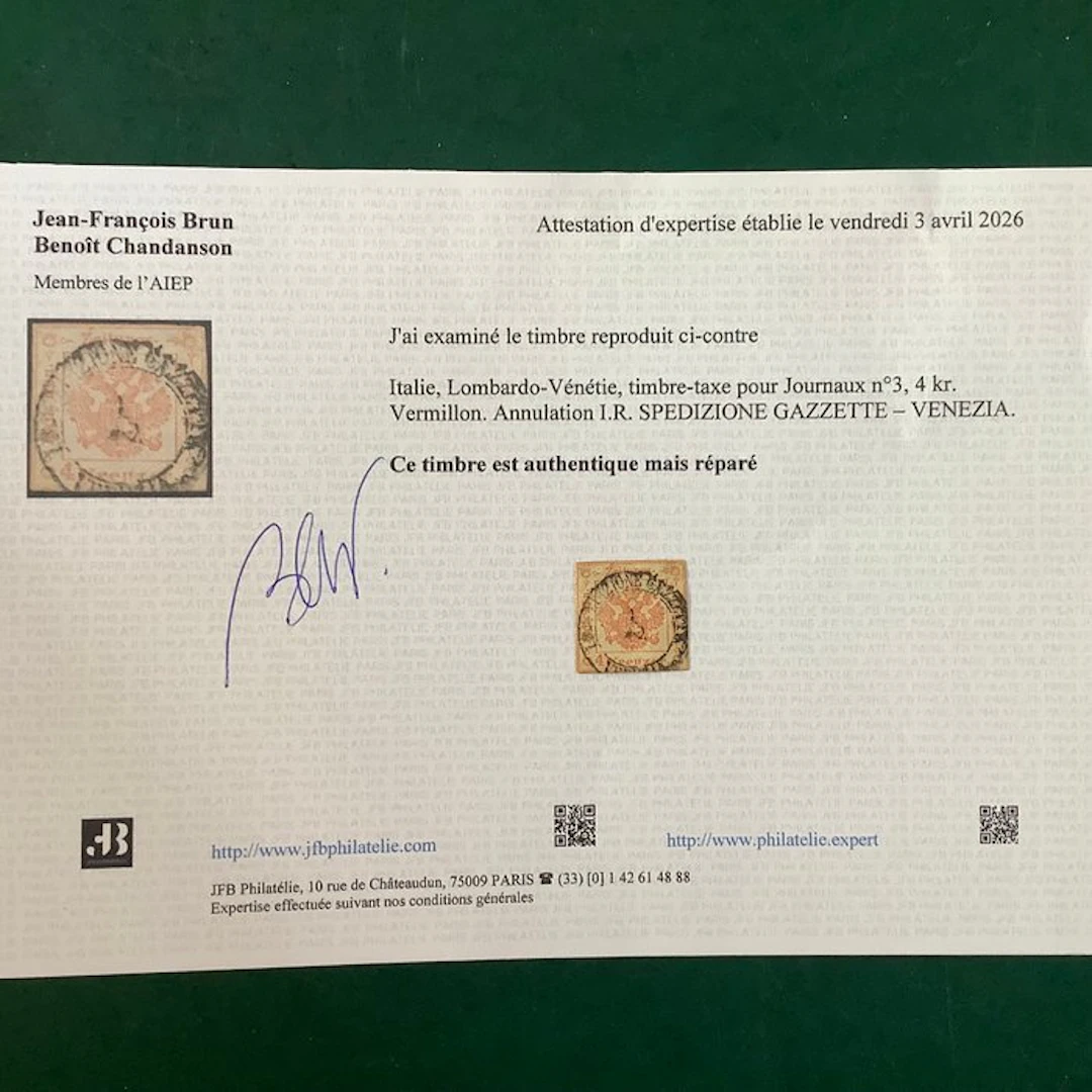 Austria 1858 - Newspaper stamp 4 kreuzer with the Venice...