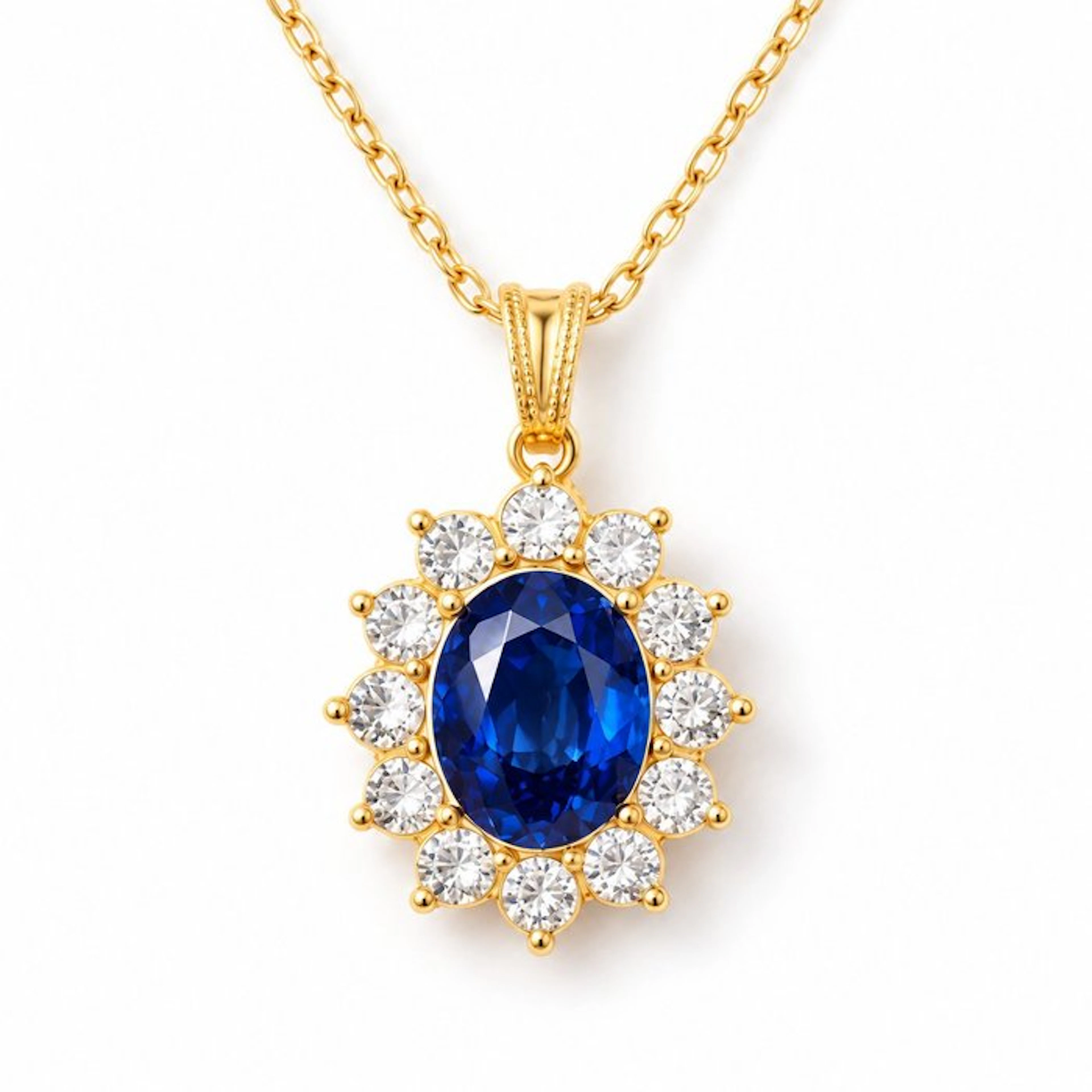 No reserve price - Necklace - 18 kt. Yellow gold Sapphire