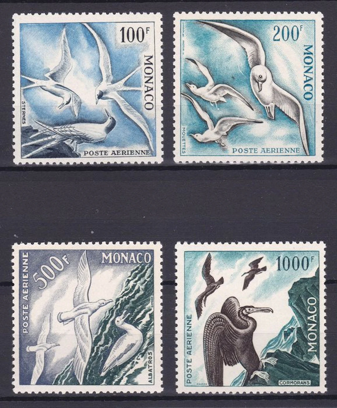 Monaco 1955 - "Airmail" Sea Birds complete series with...