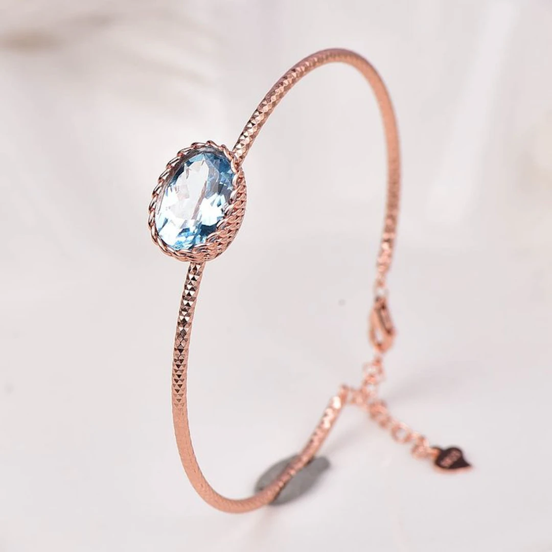 No reserve price - Bracelet Silver - Topaz - Certified