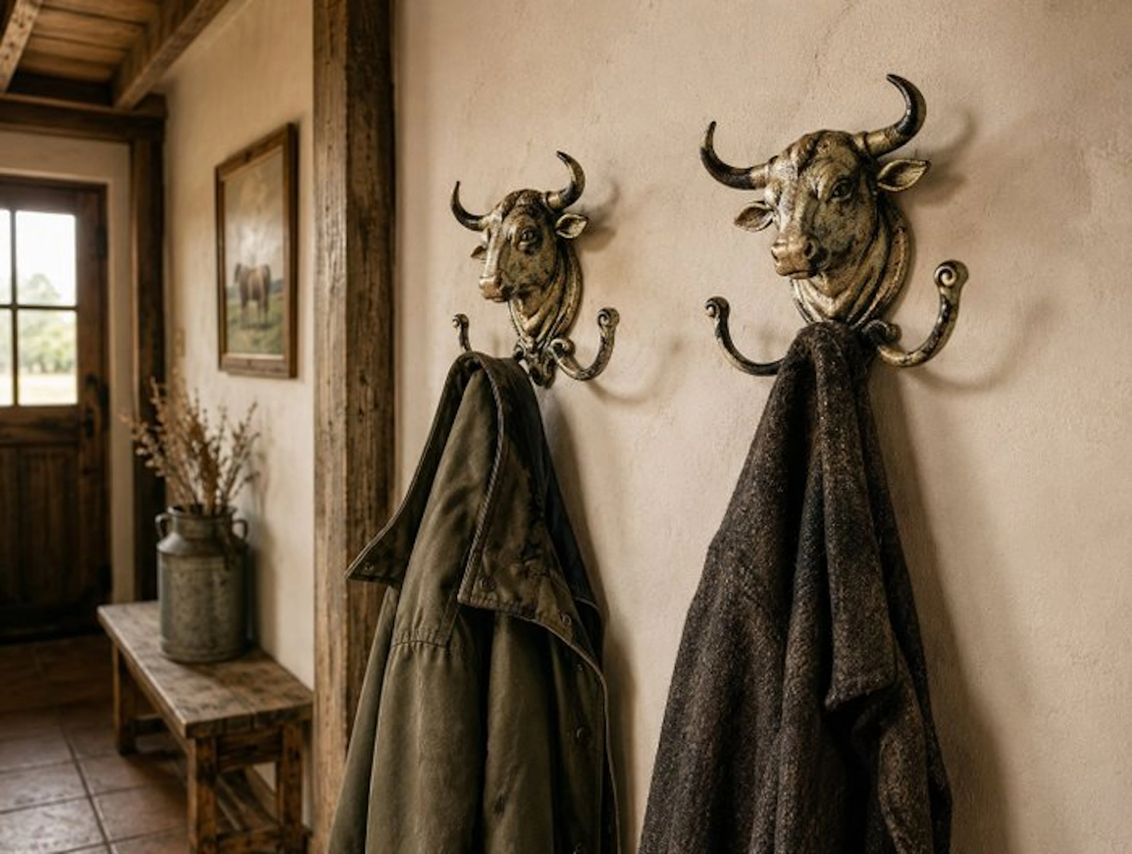 Coat rack (2) - Cast iron - Tough coat rack – bull head