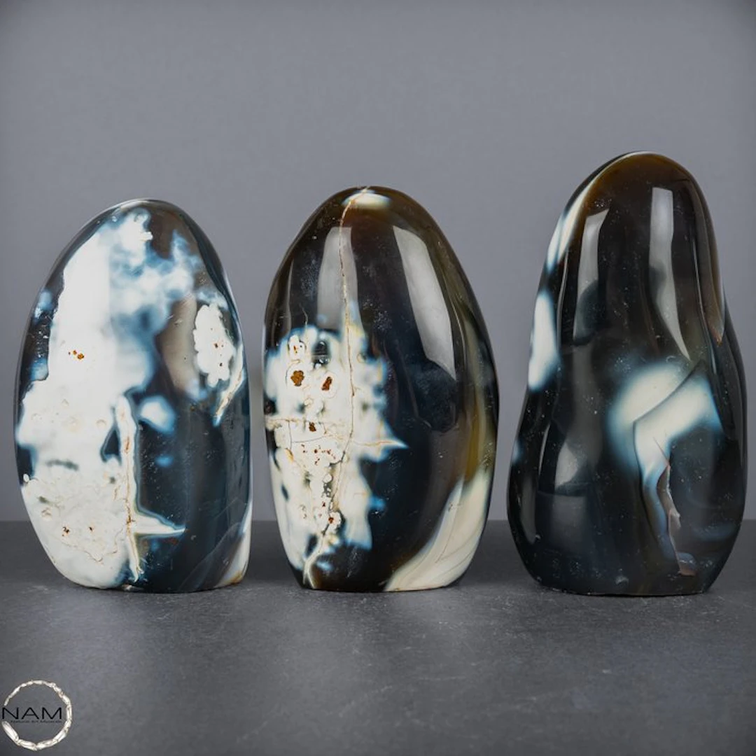 Orca Agate Freeform Lot – Simple Elegance in Natural...