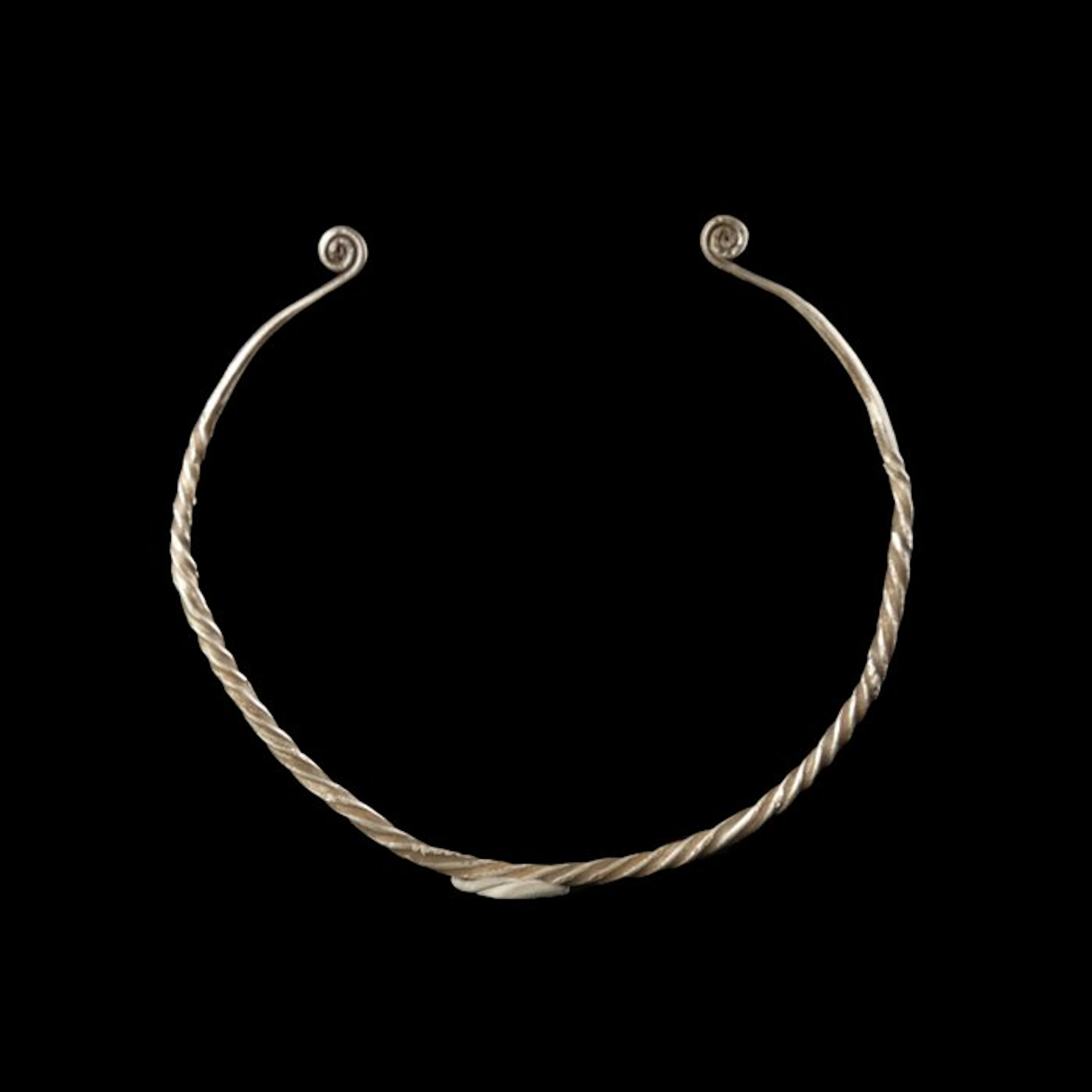 Viking Era Silver Torque Neck or Arm Ring with Spiral Terminals