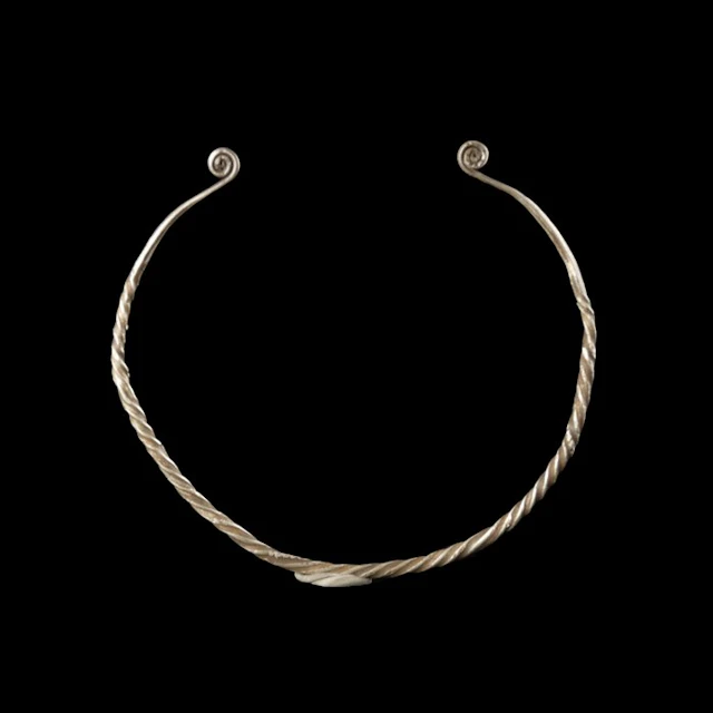 Viking Era Silver Torque Neck or Arm Ring with Spiral Terminals