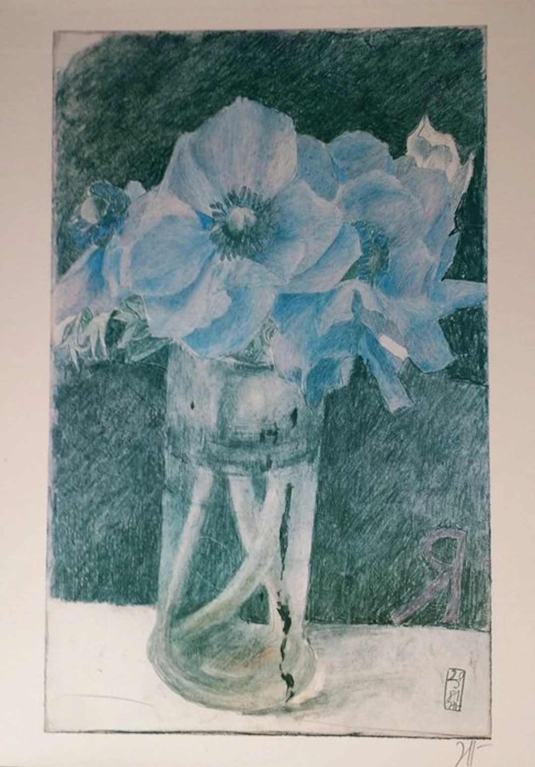 Horst Janssen (1929–1995) - Blaue Blumen