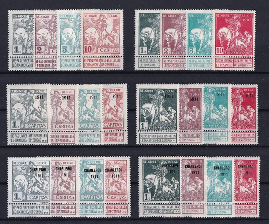 Belgium 1910/1911 - The three complete series Caritas 1910