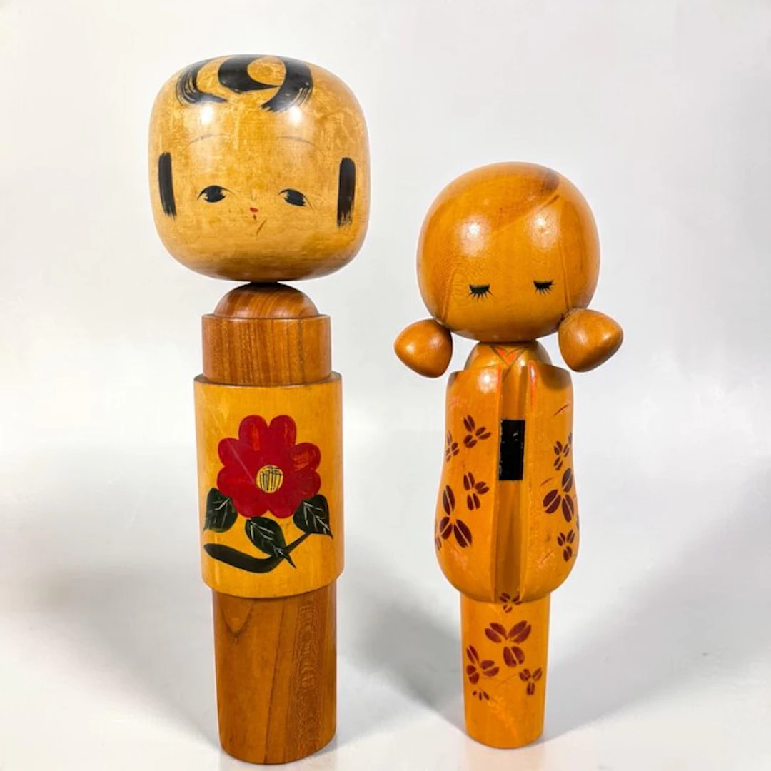 The Camellia Kokeshi - Wood - Tamura Noboru - Japan - Shōwa period (1926-1989)