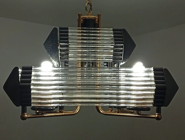 Ceiling lamp - Brass, Metal, solid crystal - Mid-Cent ceiling lamp