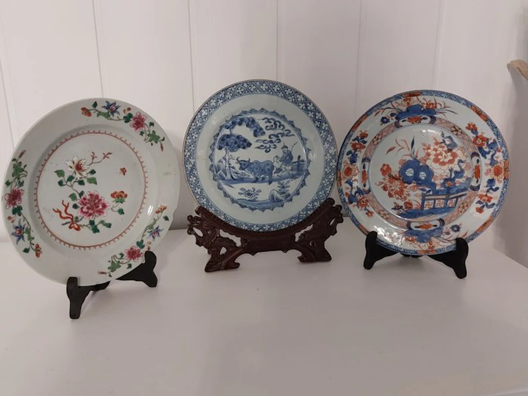 Plate (3) - Porcelain - KANGXI and QIANLONG