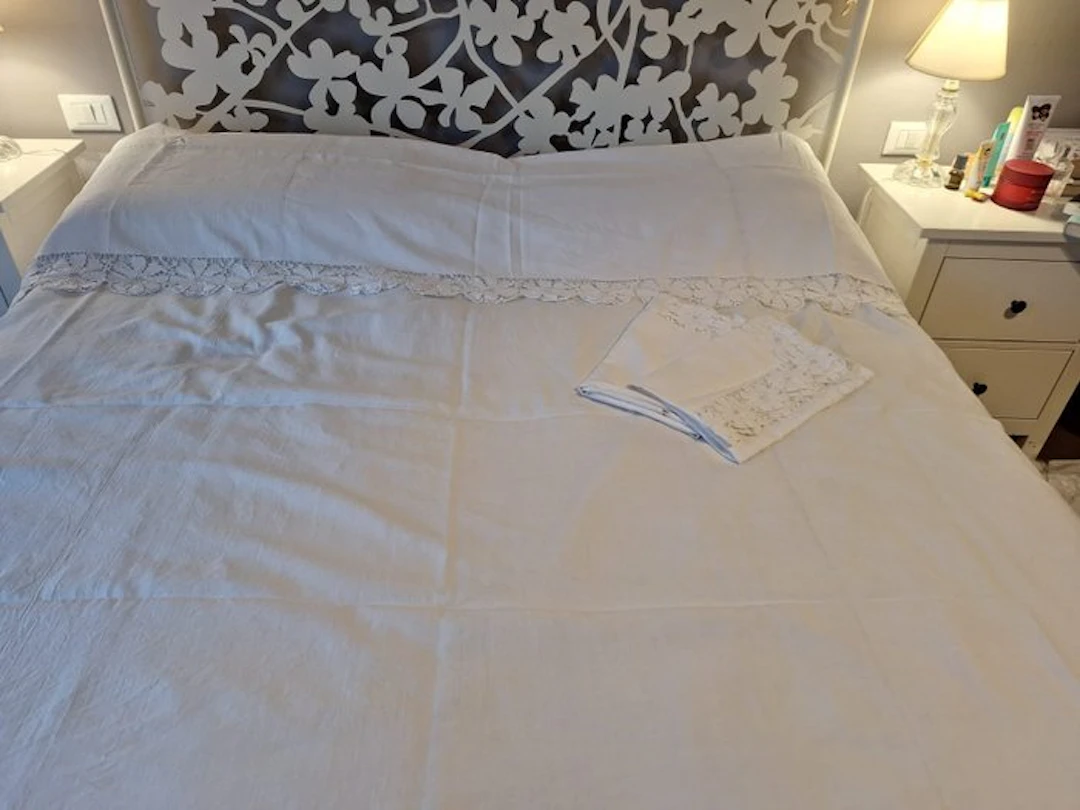 Bed sheet (3) - 300 cm - 280 cm - 1930s trousseau