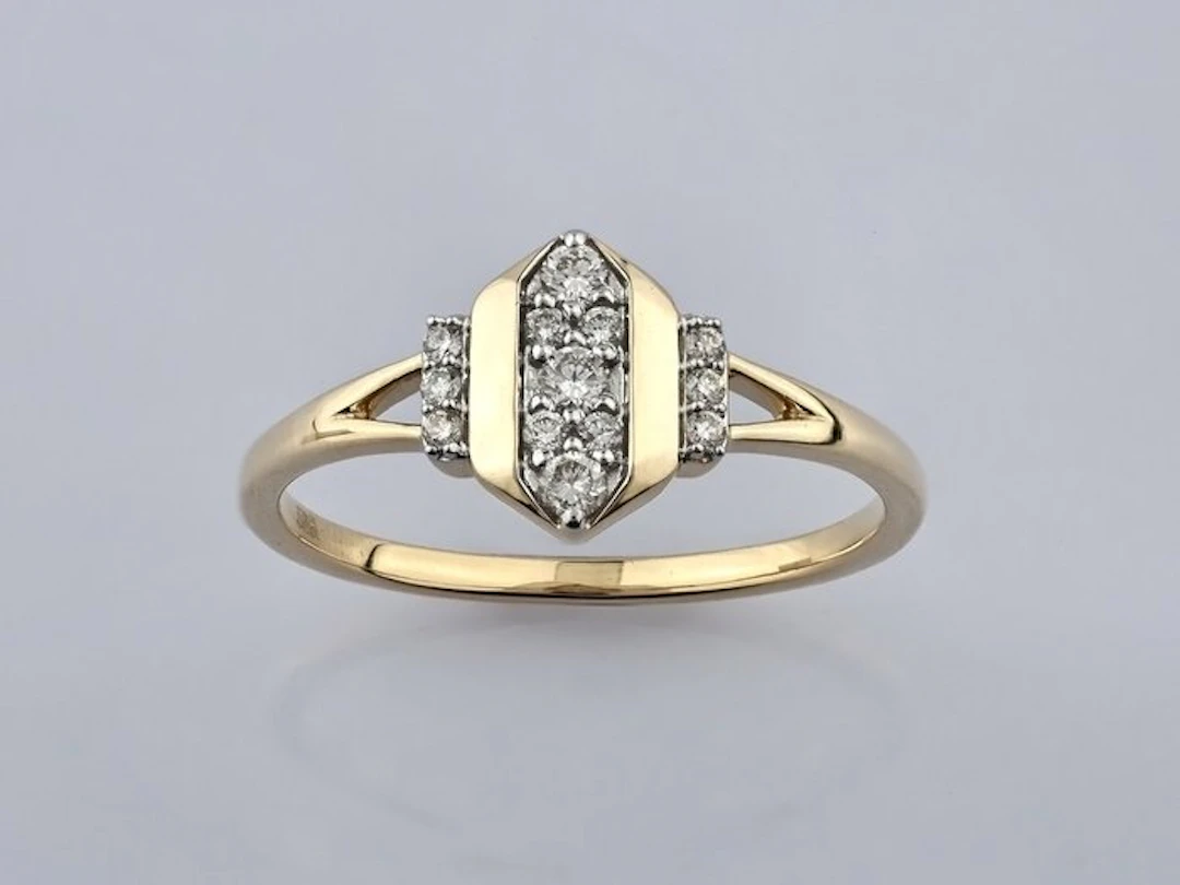 Ring - 14 kt. Yellow gold - 0.17ct. tw. Diamond (Natural)
