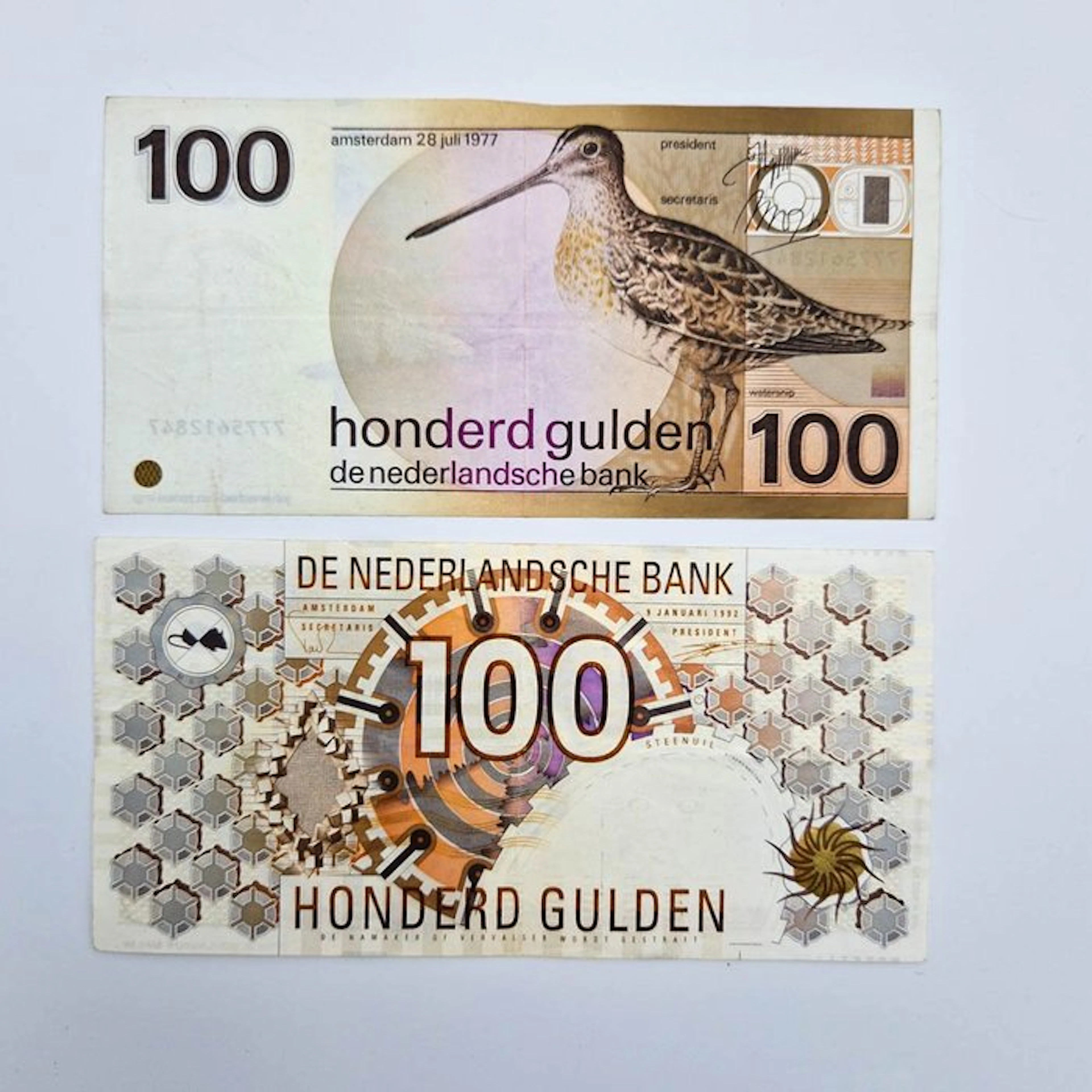 Netherlands. - 2 x 100 Gulden 1992, 1977 - PL105, PL104 (No reserve price)