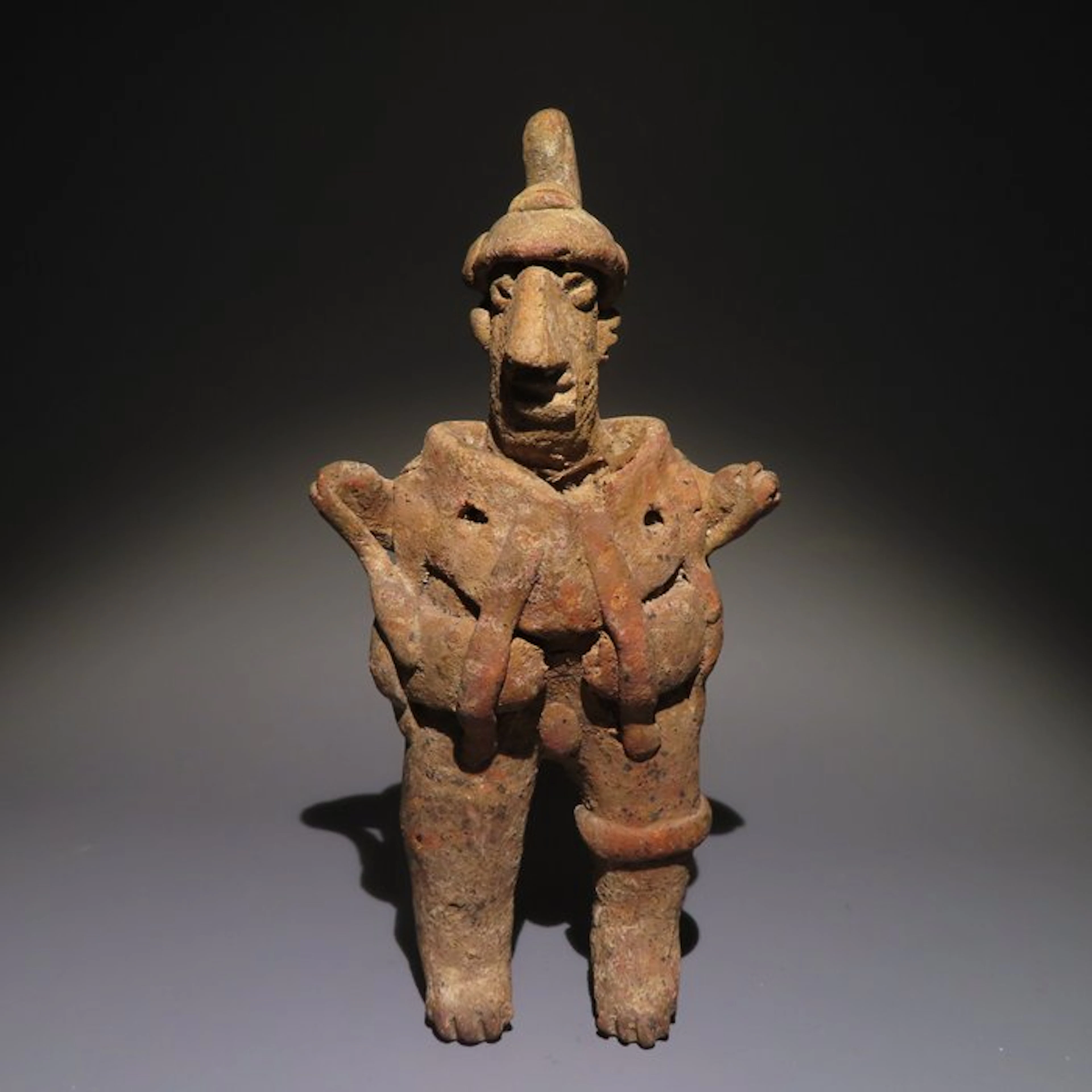 Nayarit, Terracotta Warrior figure. 14 cm H. Rare! With Spanish Export license.