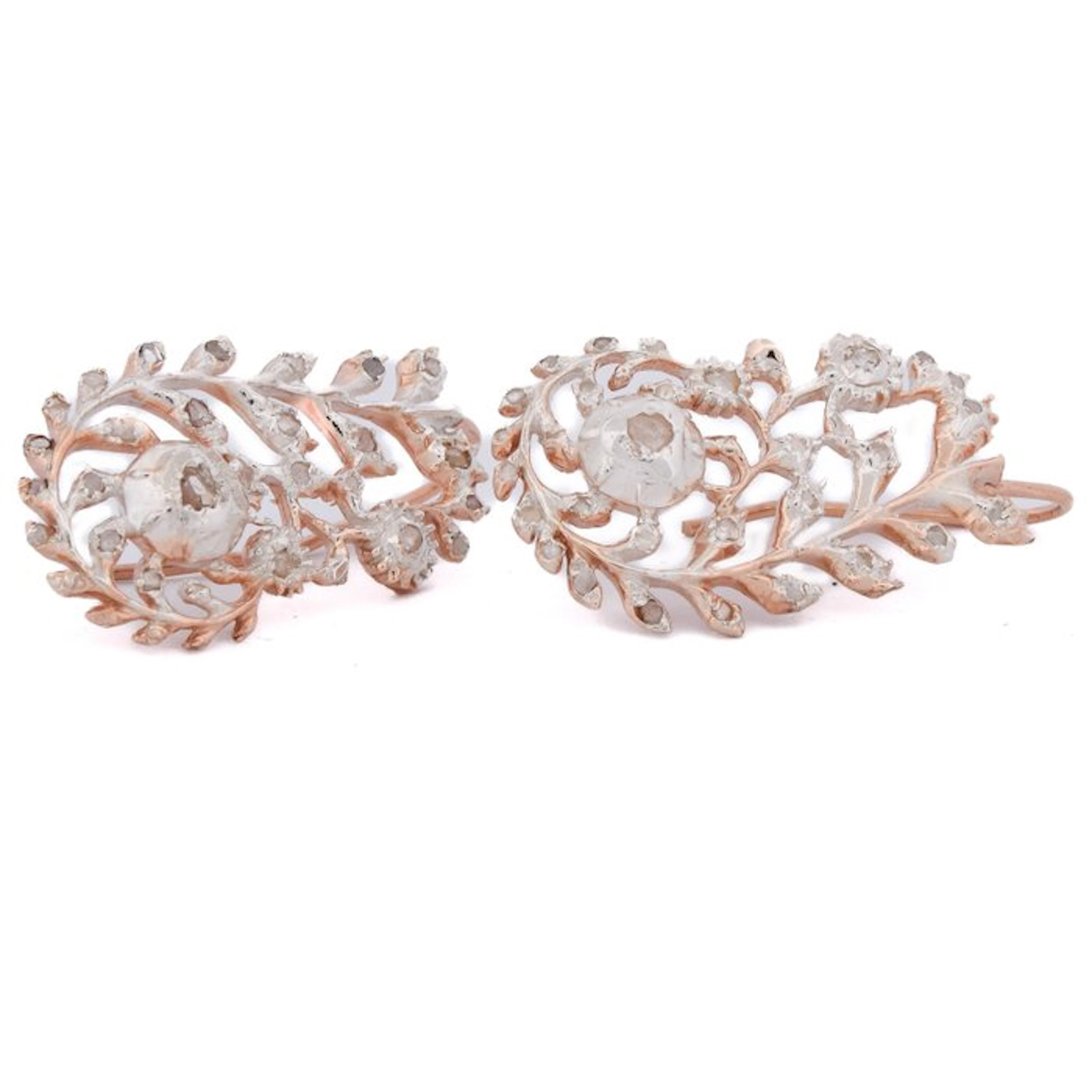 No reserve price - Earrings - 9 kt. Rose gold - 0.70ct. tw. Diamond (Natural)