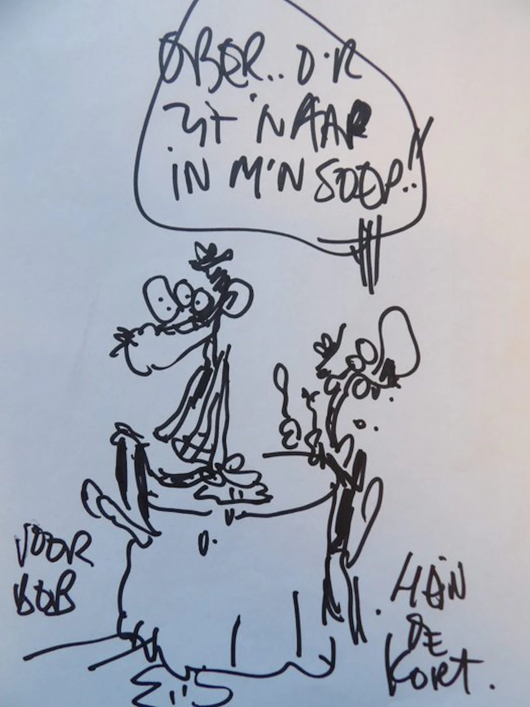 Hein de Kort - Jean-Pierre - fantekening op A-4 vel...